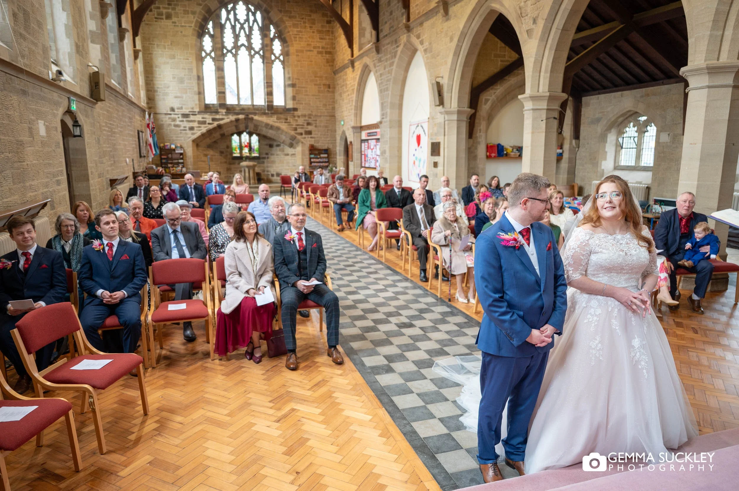 Wide view of a wedding ceremony in Ilkley