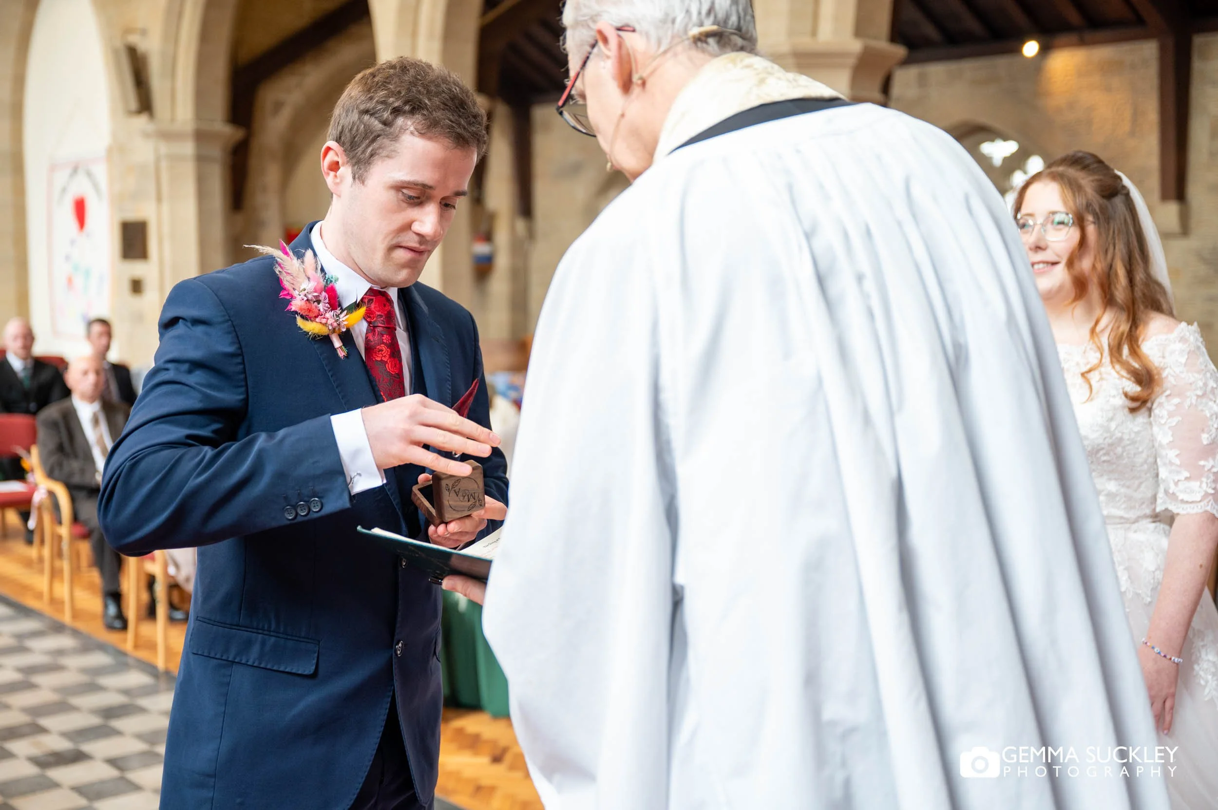 bestman handing over the rings at ilkley wedding ceremony