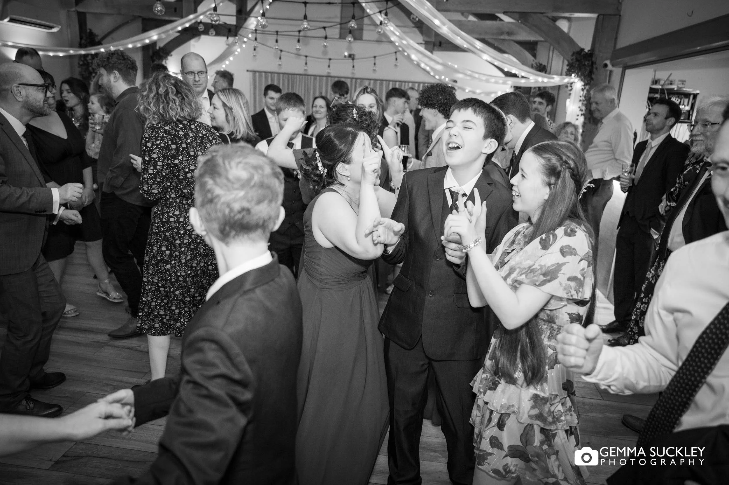 wedding guests on the dance floor at the game keepers inn