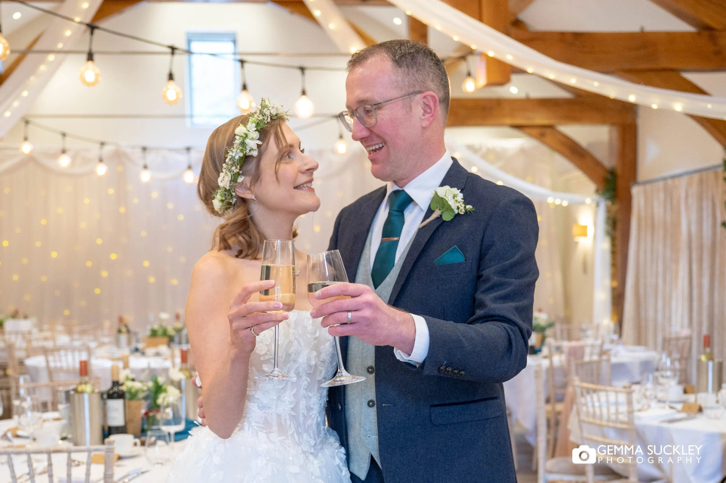 married couple at the gamekeeper's inn reception