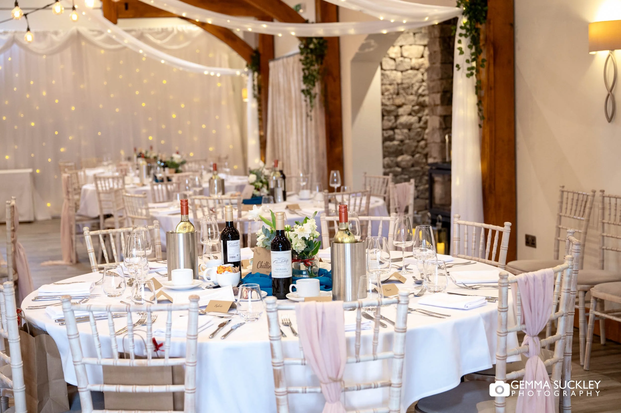 Rustic wedding reception at The Gamekeeper’s Inn