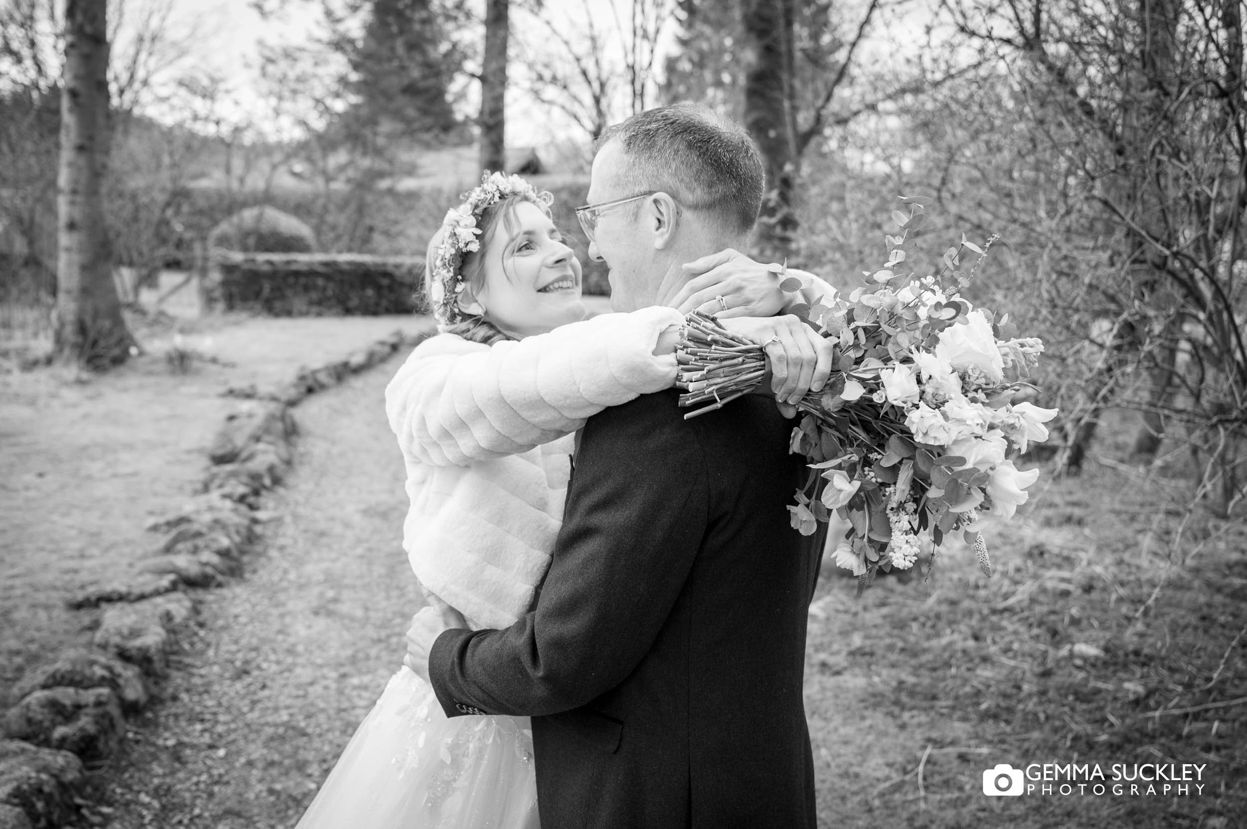 couple portraits in the woodland at The Gamekeeper’s Inn wedding