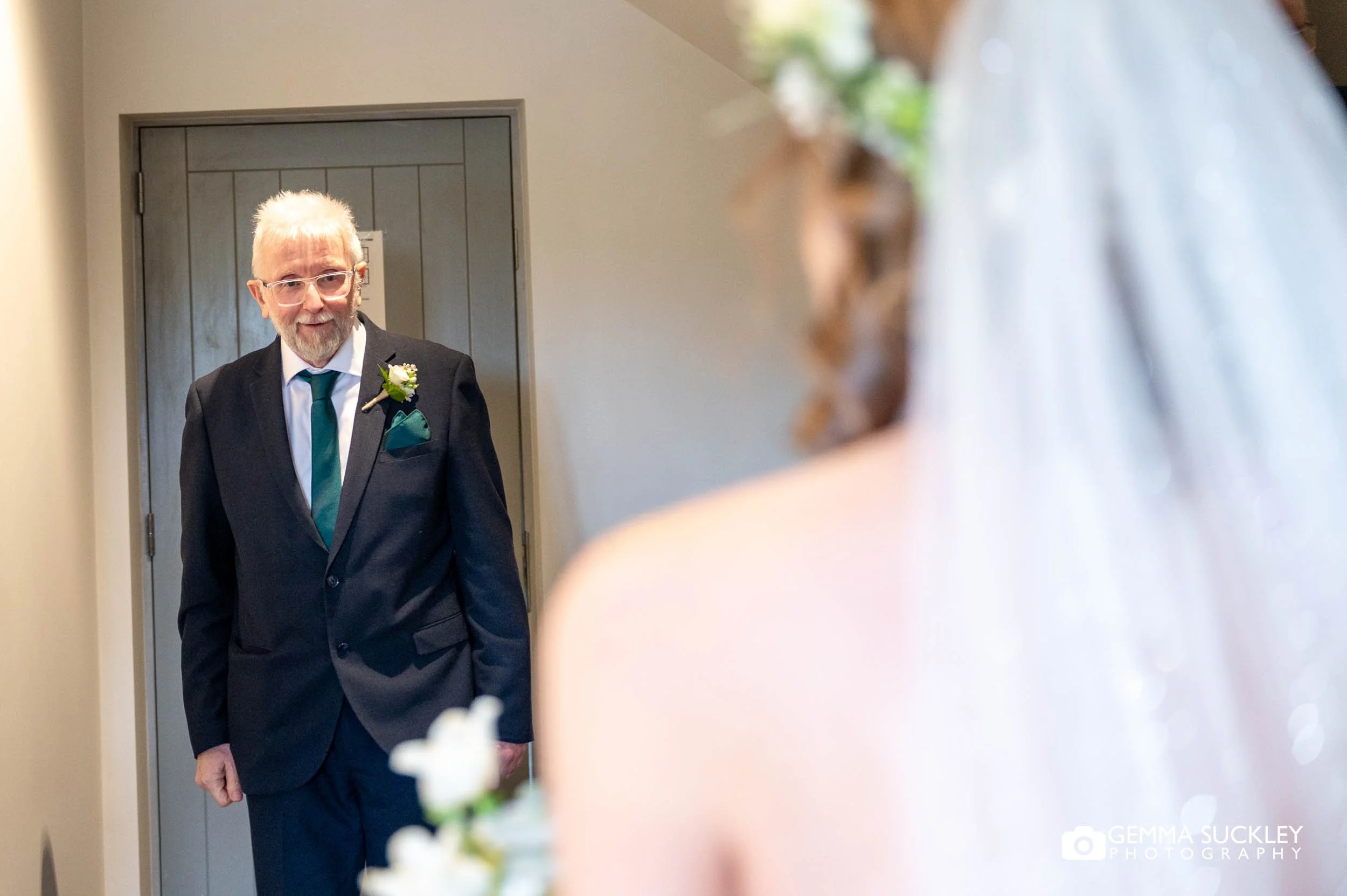 father of the bride first look at the gamekeeper's inn wedding