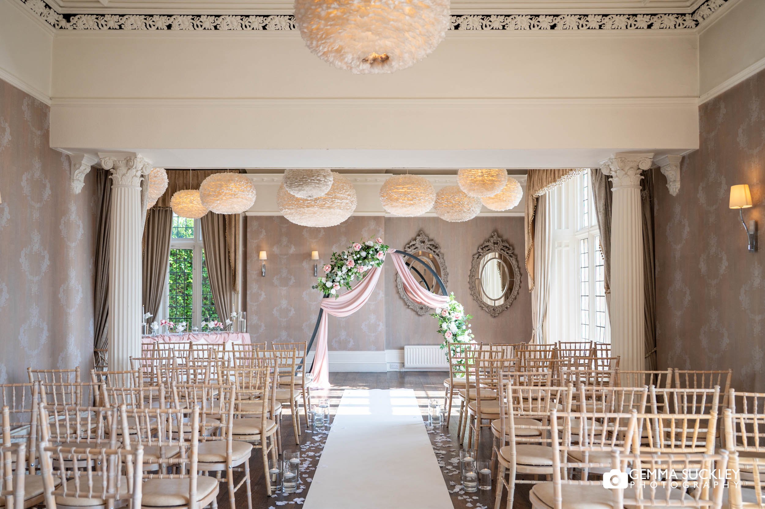 the ceremony room at the falcon manor