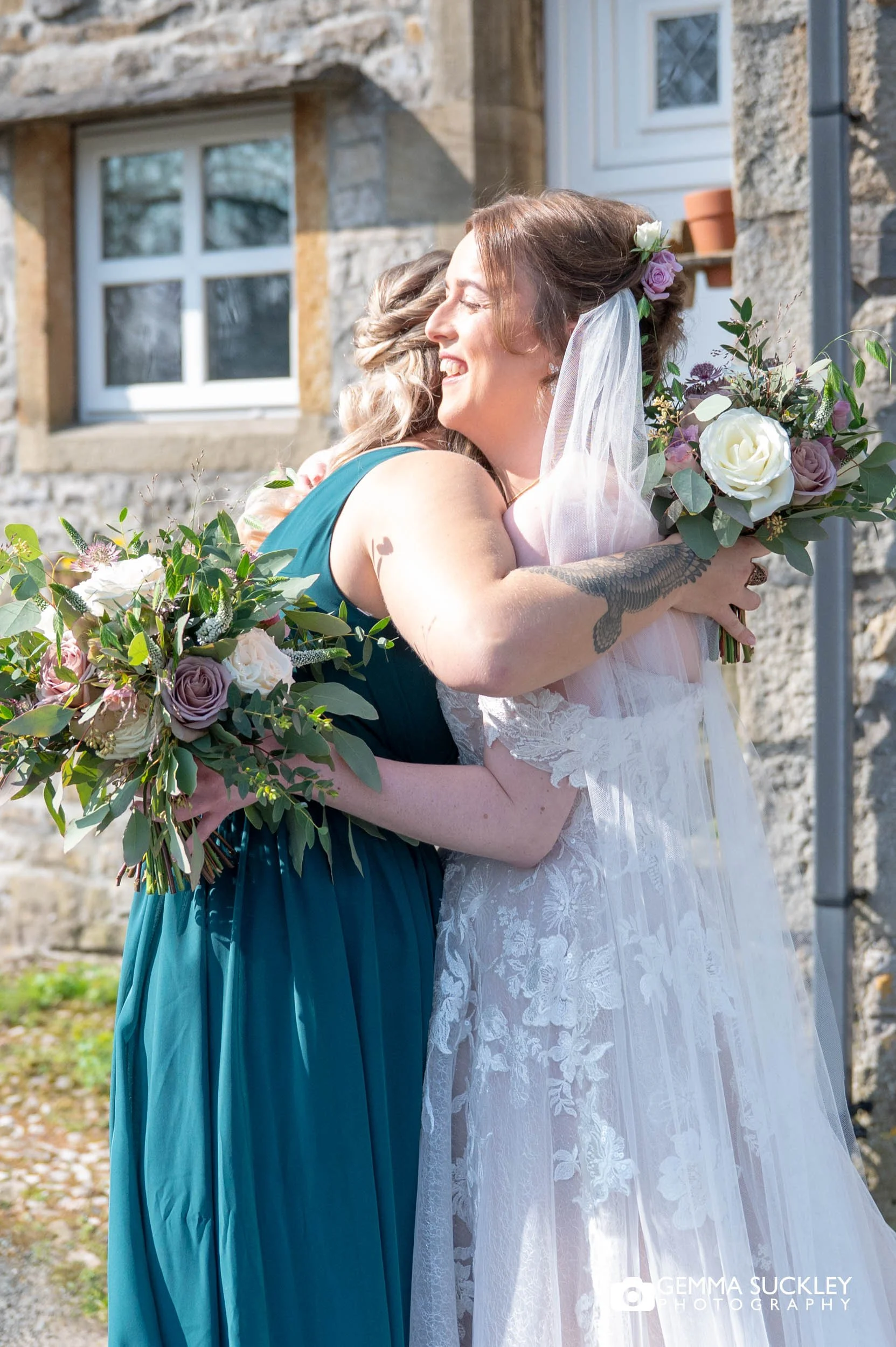 Natural moments during bridal prep at Falcon Manor wedding