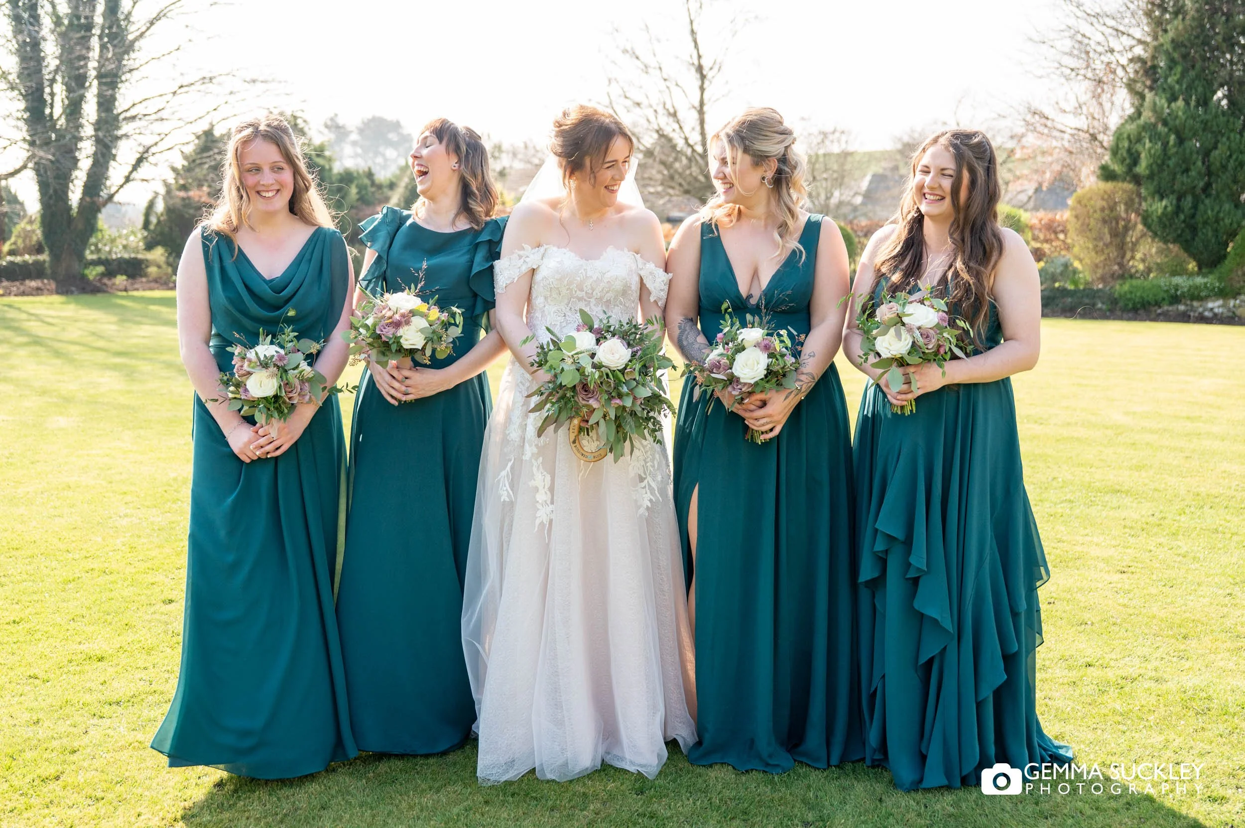 bridesmaids portraits at the falcon manor