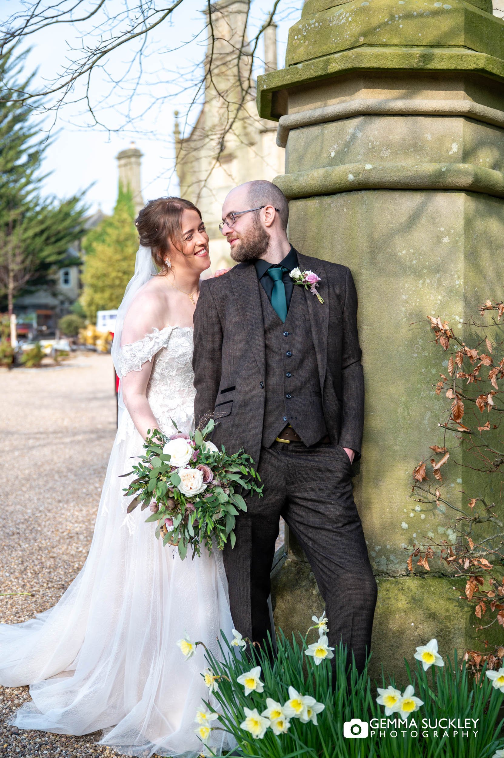 Natural wedding portraits at Falcon Manor in Yorkshire countryside