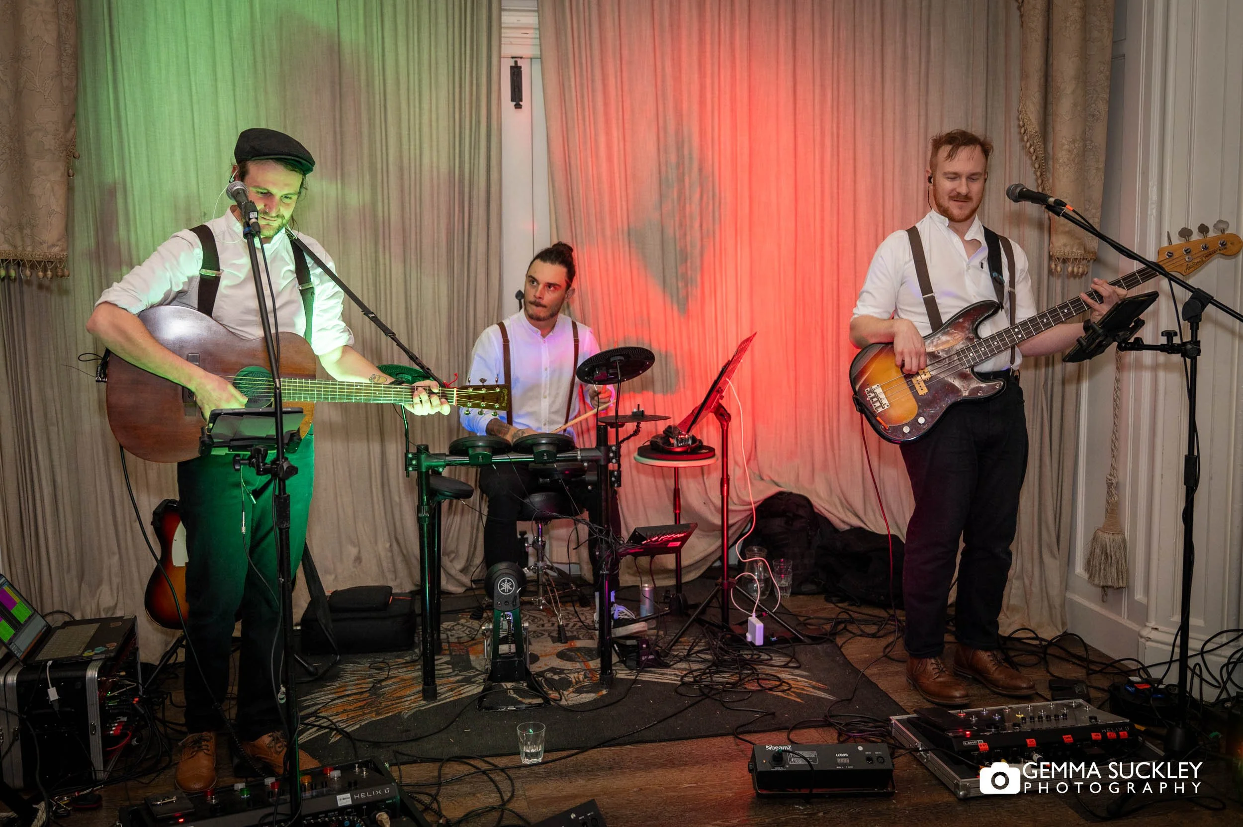 wedding band playing at the falcon manor wedding reception