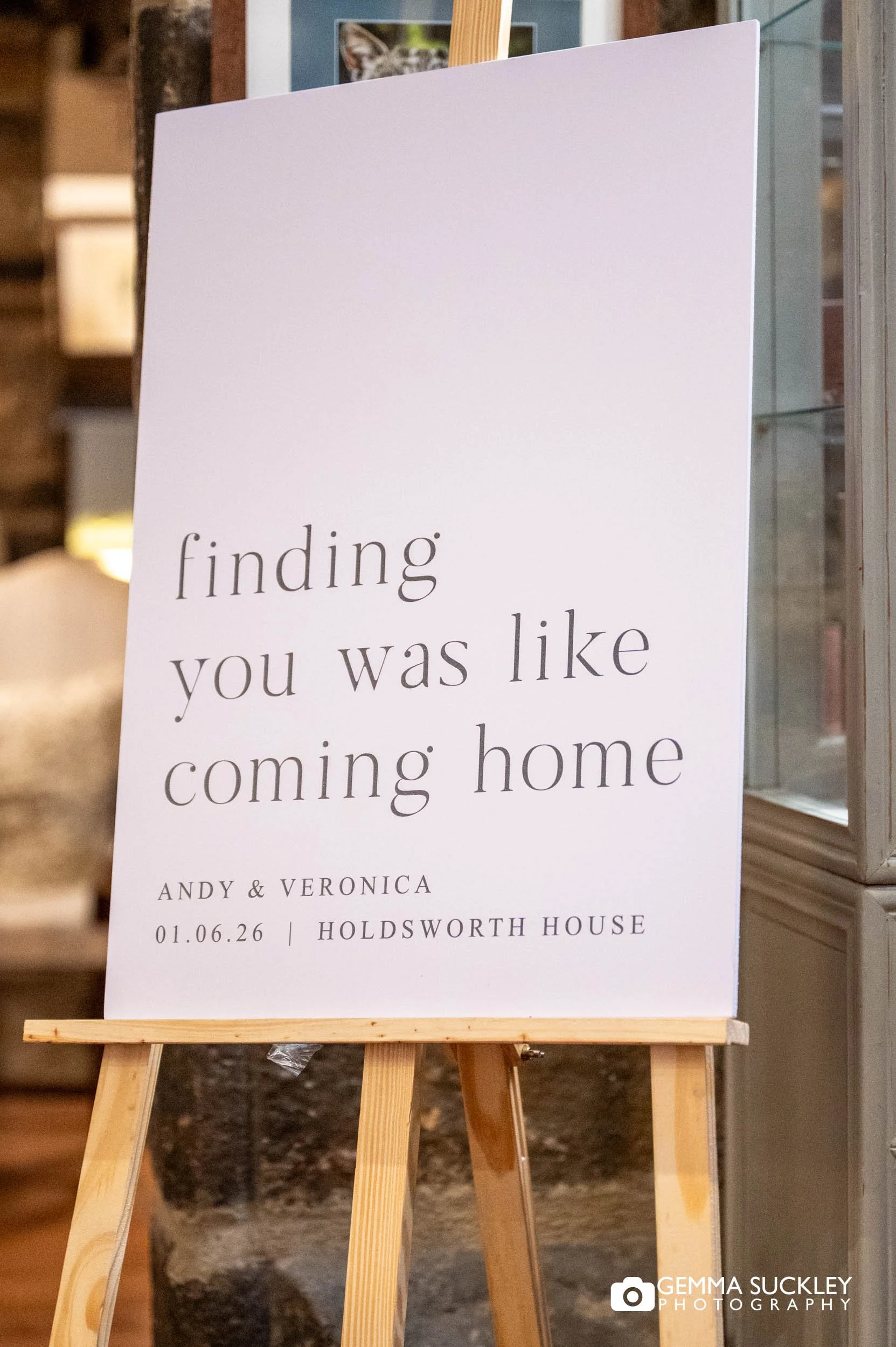 welcome sign at holdsworth house summer wedding