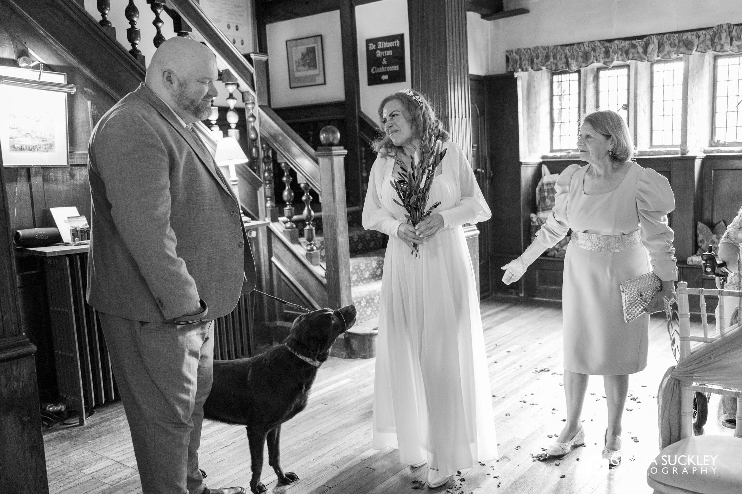 Emotional moment during a small family wedding ceremony