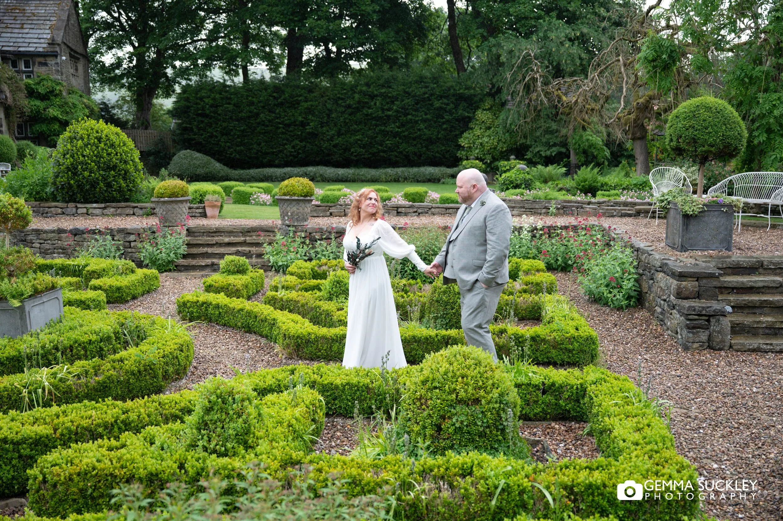 Intimate wedding portraits taken in the gardens after the ceremony