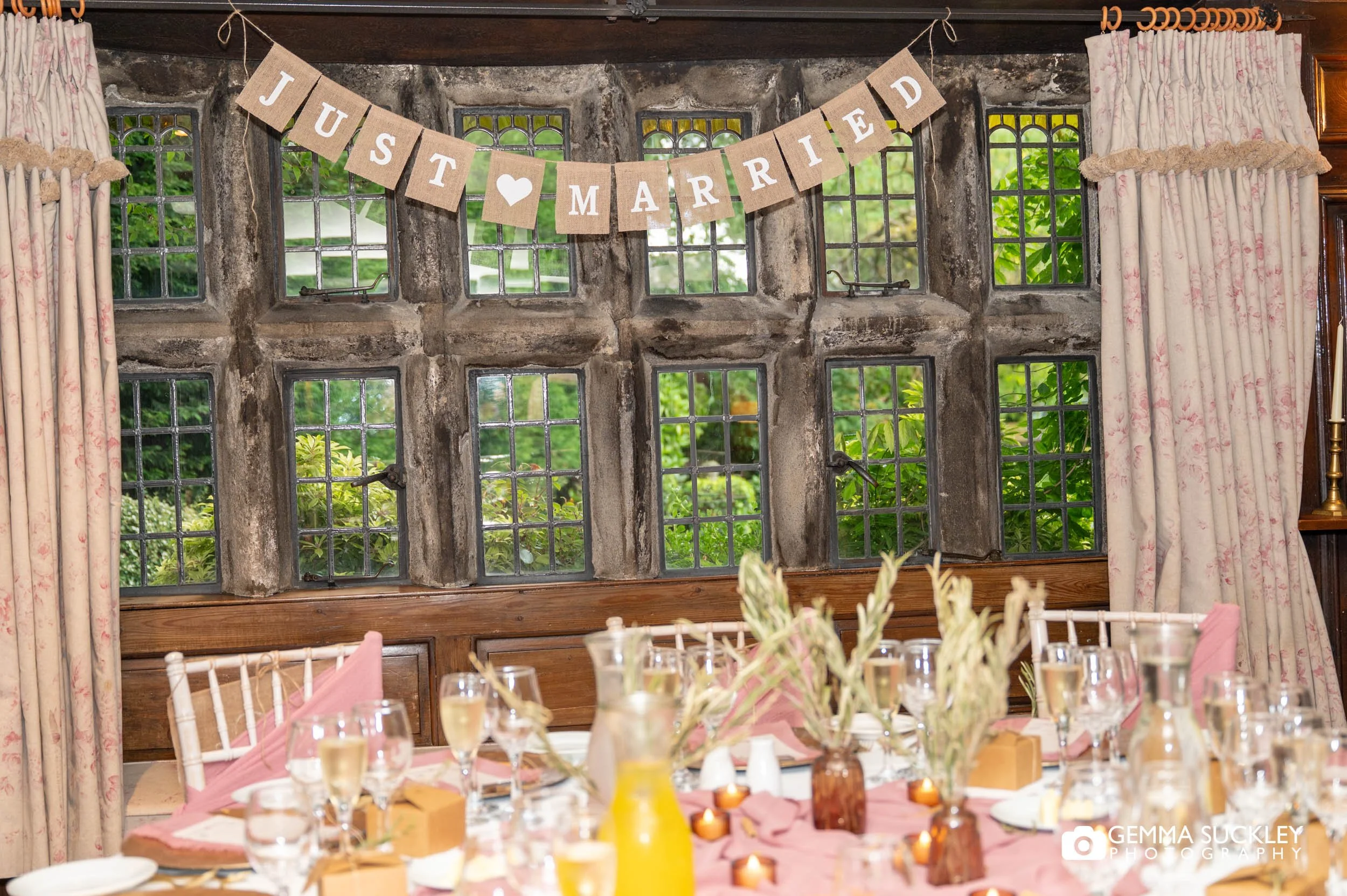 the wedding breakfast room set up