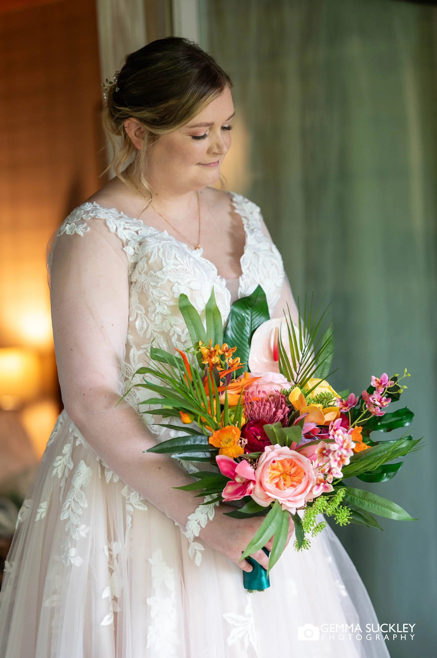 Quiet moment of reflection during bridal preparations