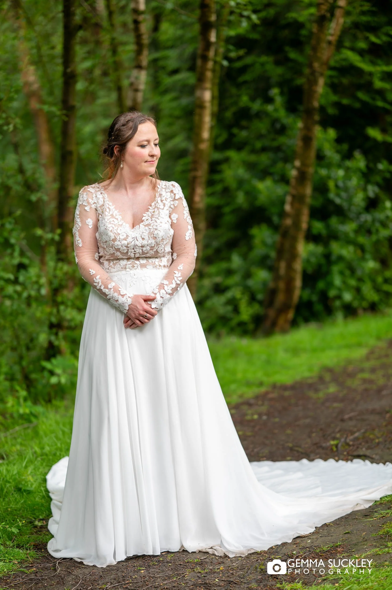 bride portrait in the woodland at chevin country hotel