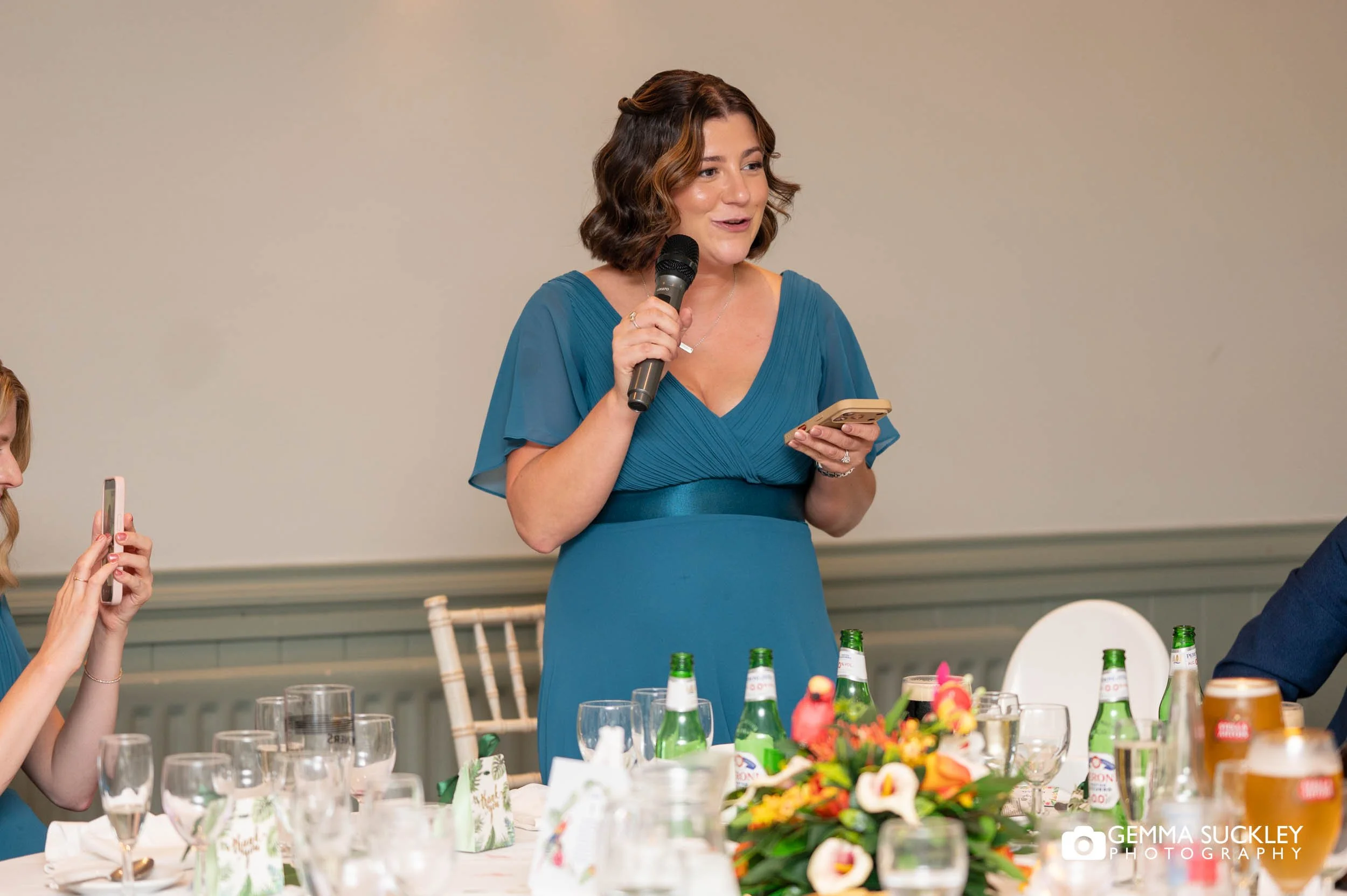 Best friend giving a speech during the wedding breakfast