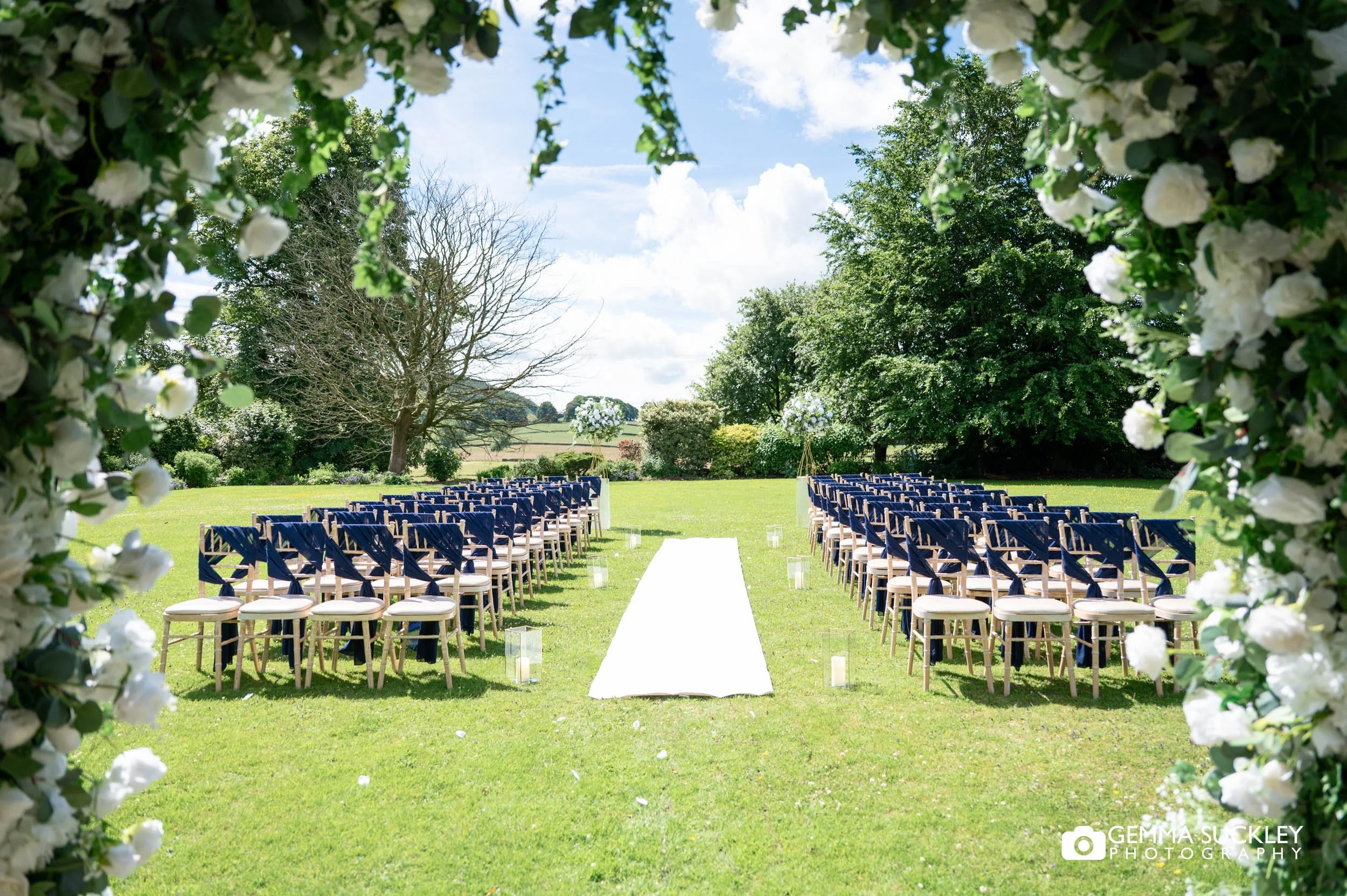 Garden wedding ceremony at Falcon Manor