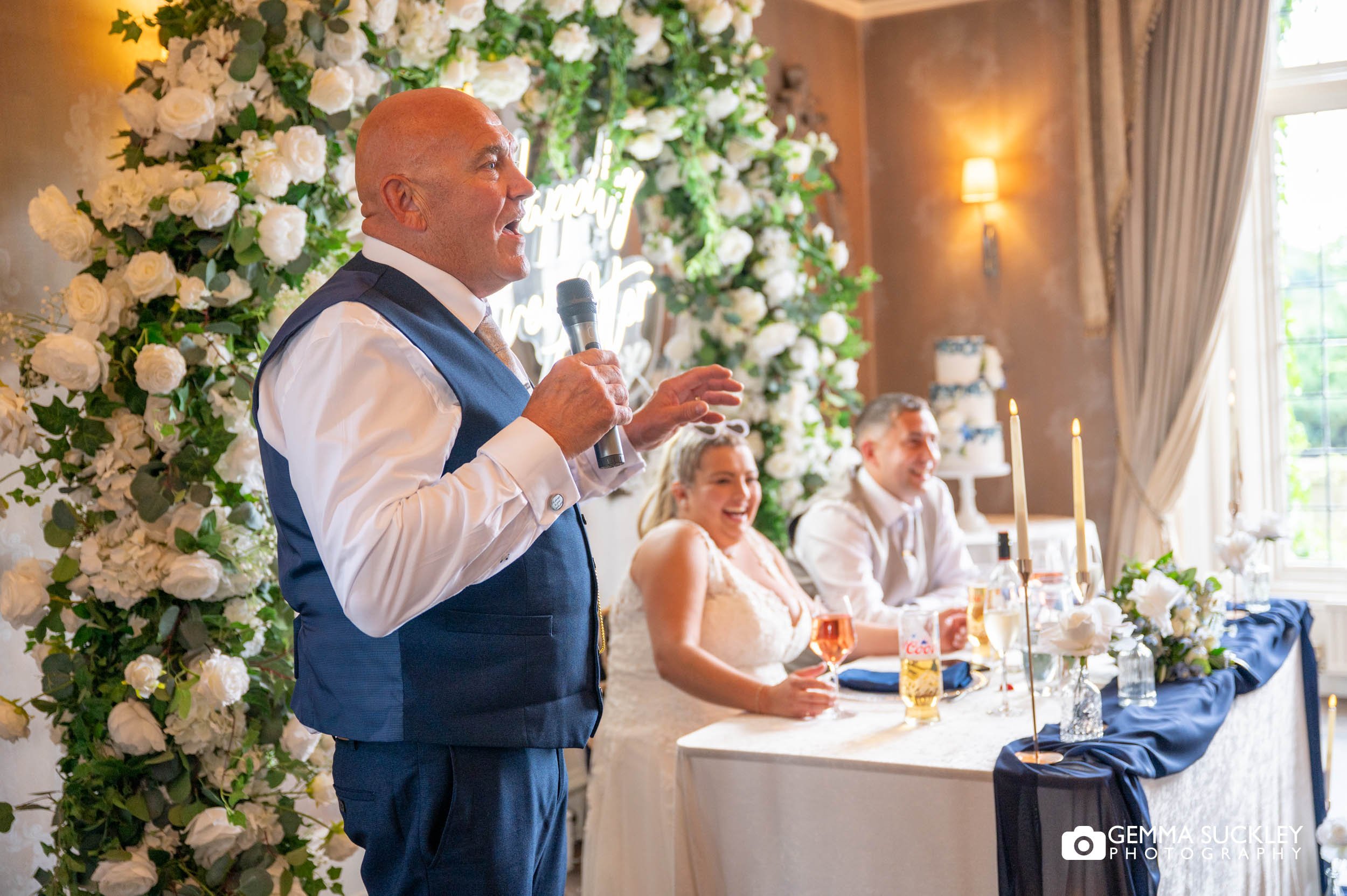 Father of the bride giving his wedding speech