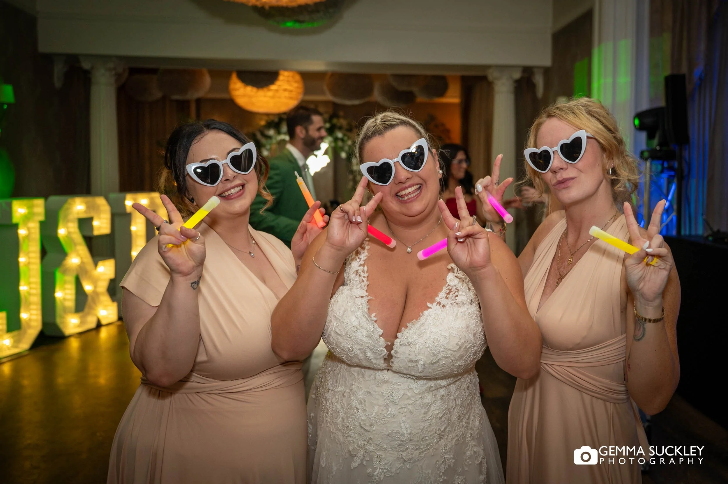 bridal party in sunglasses