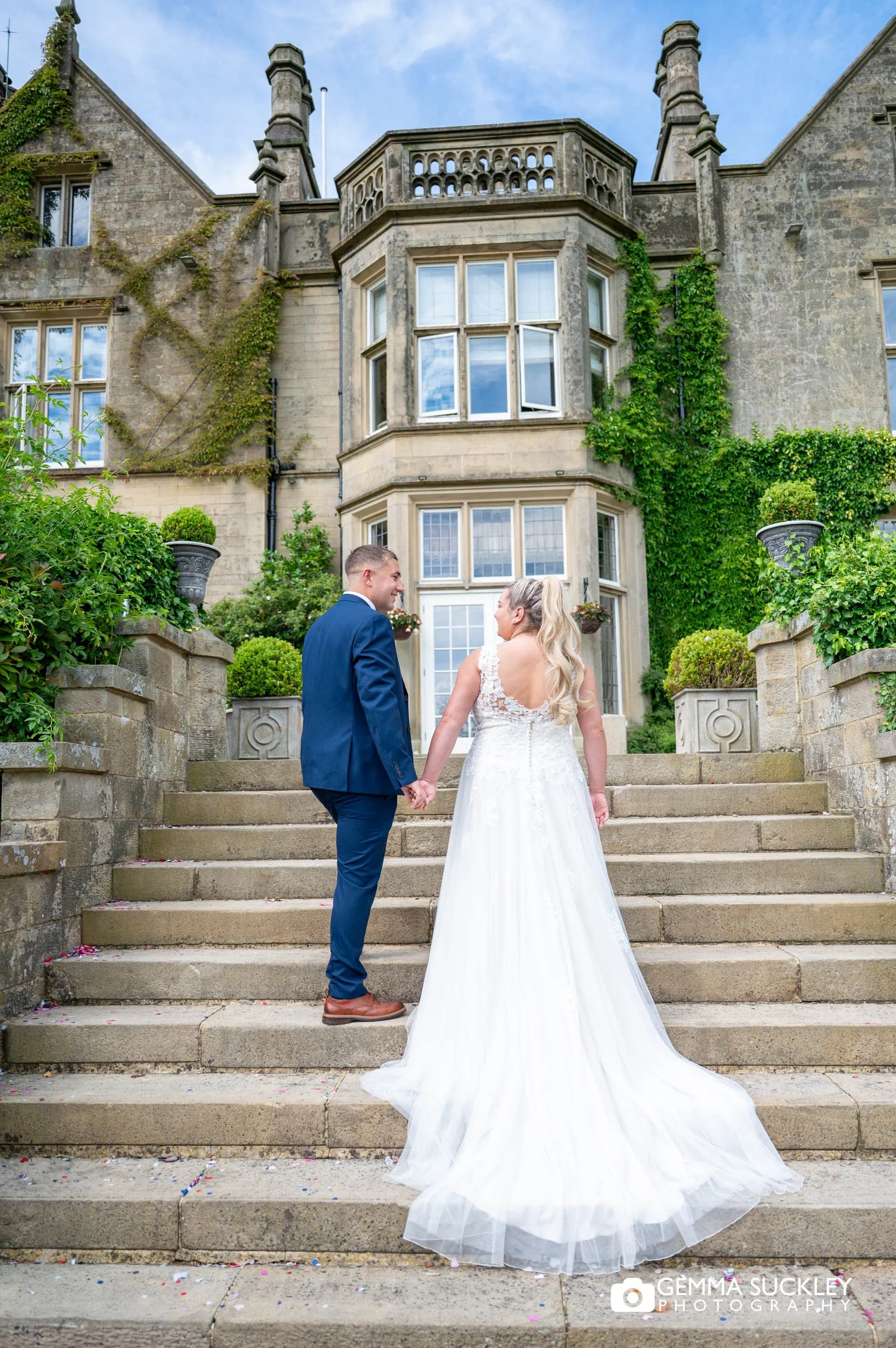 Romantic summer wedding portrait
