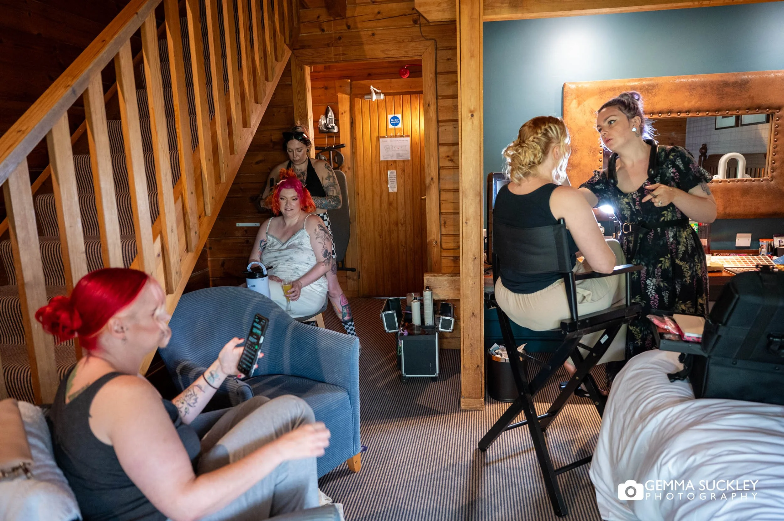 ridal hair and makeup preparations on the wedding morning