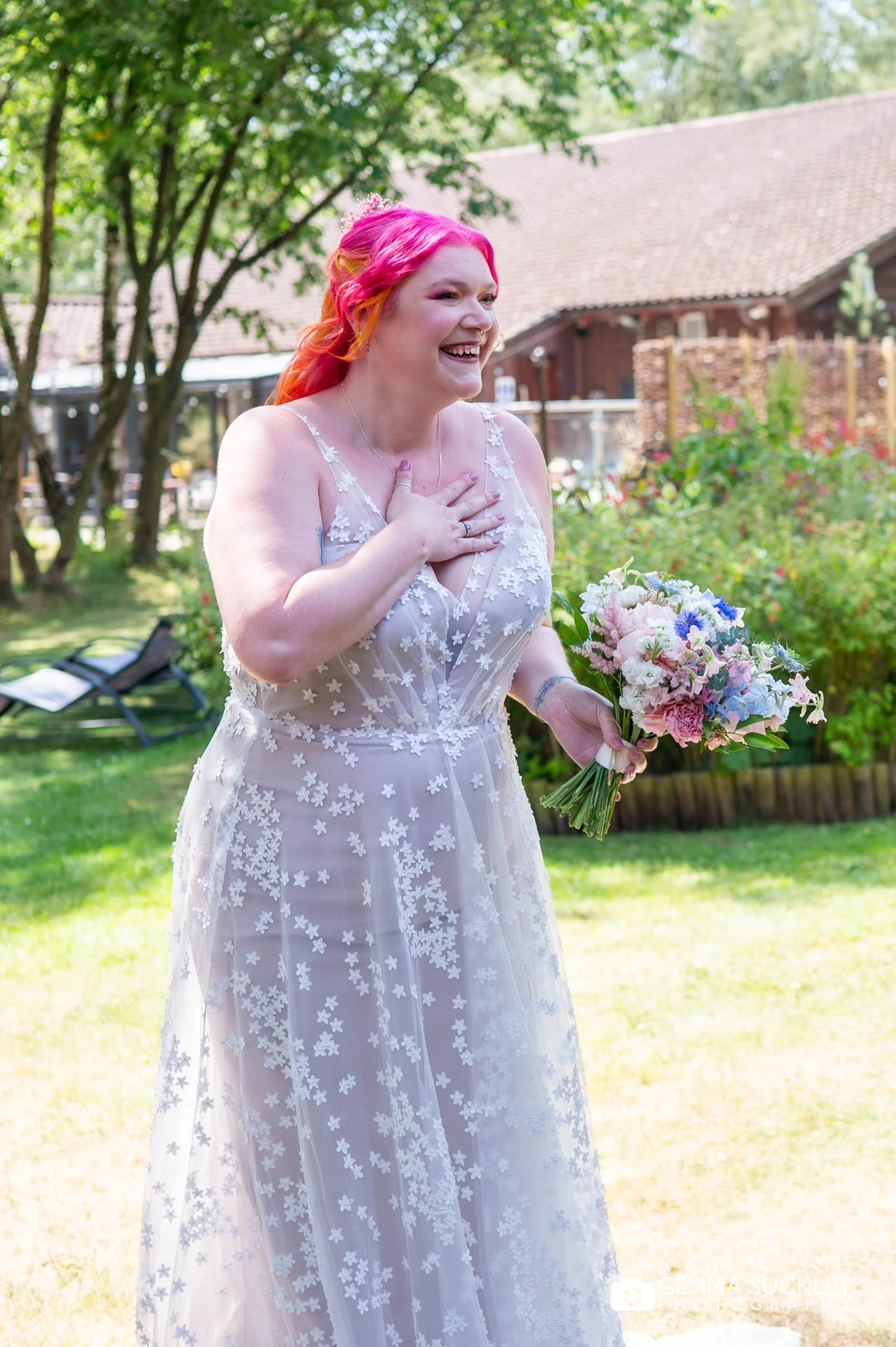 emotional moment of the bride seeing her son in the morning