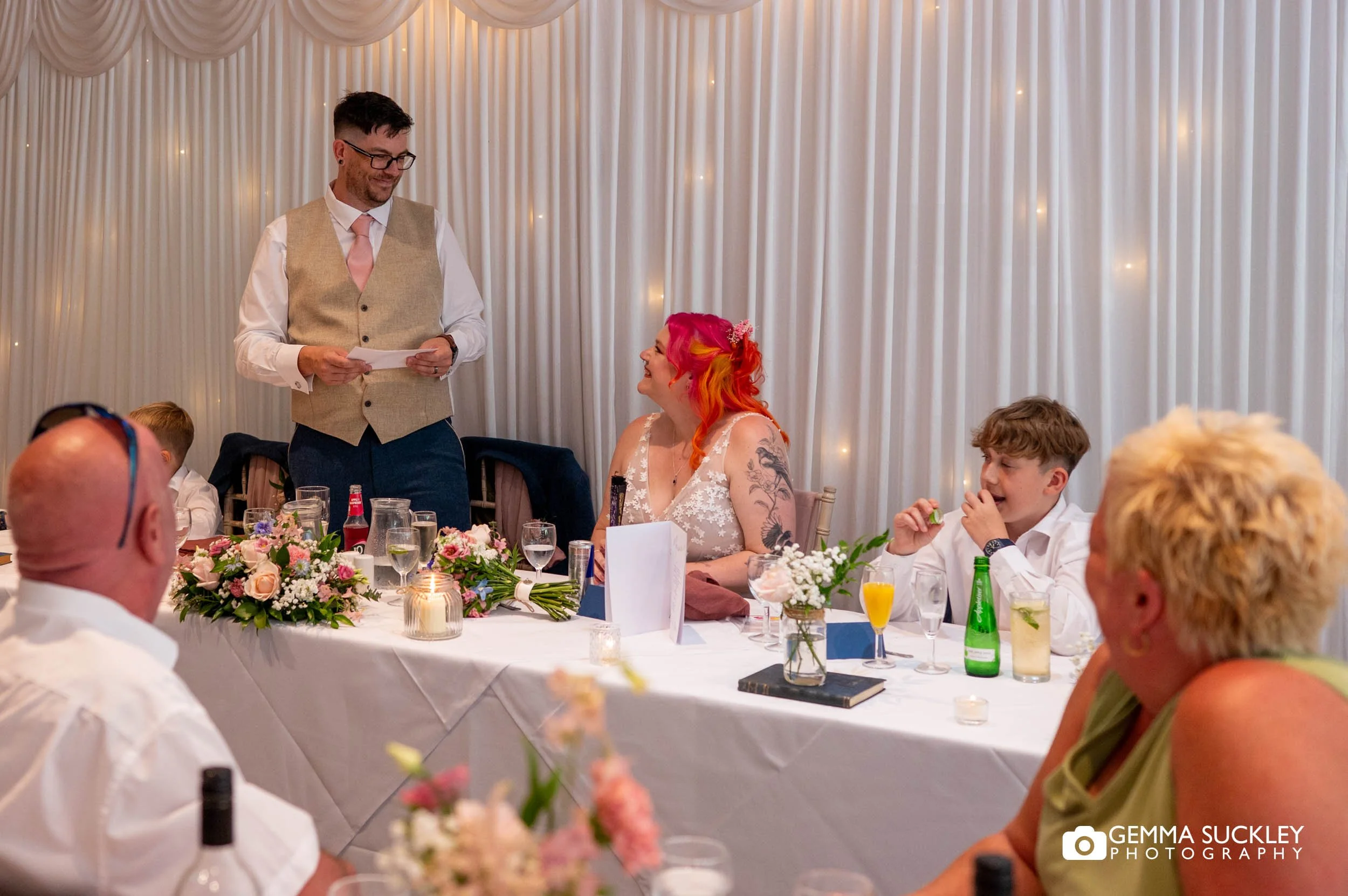 Wedding speeches during the reception