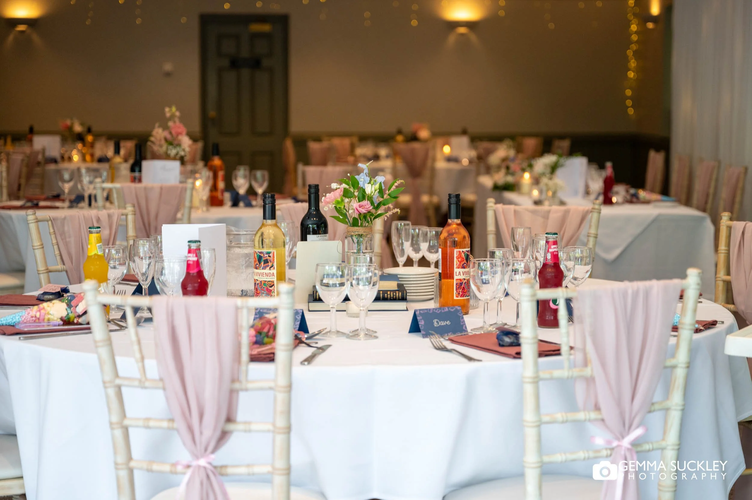 Wedding breakfast room ready for the celebrations