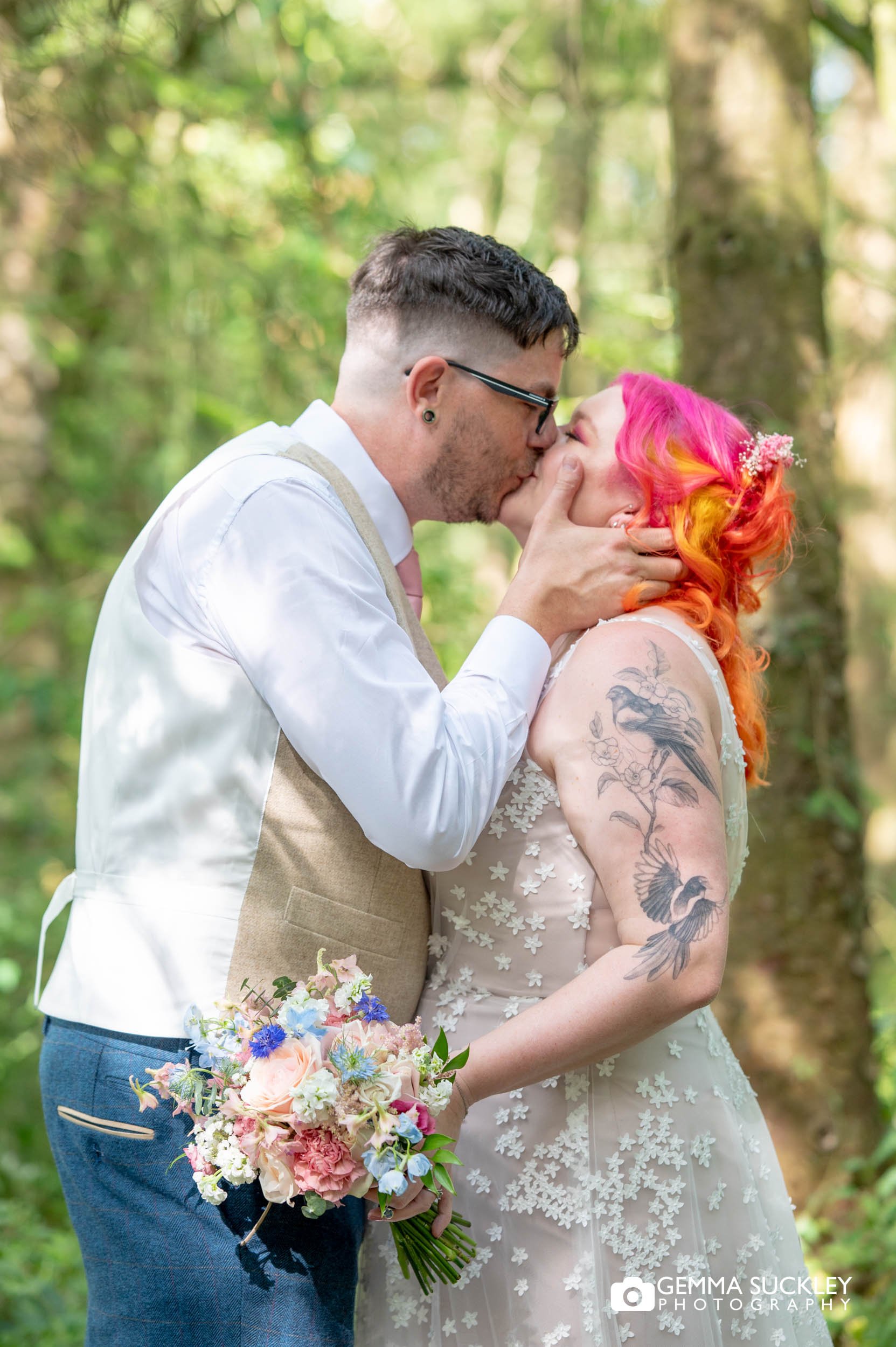 Natural bridal and groom portrait at Chevin Country Park Hotel