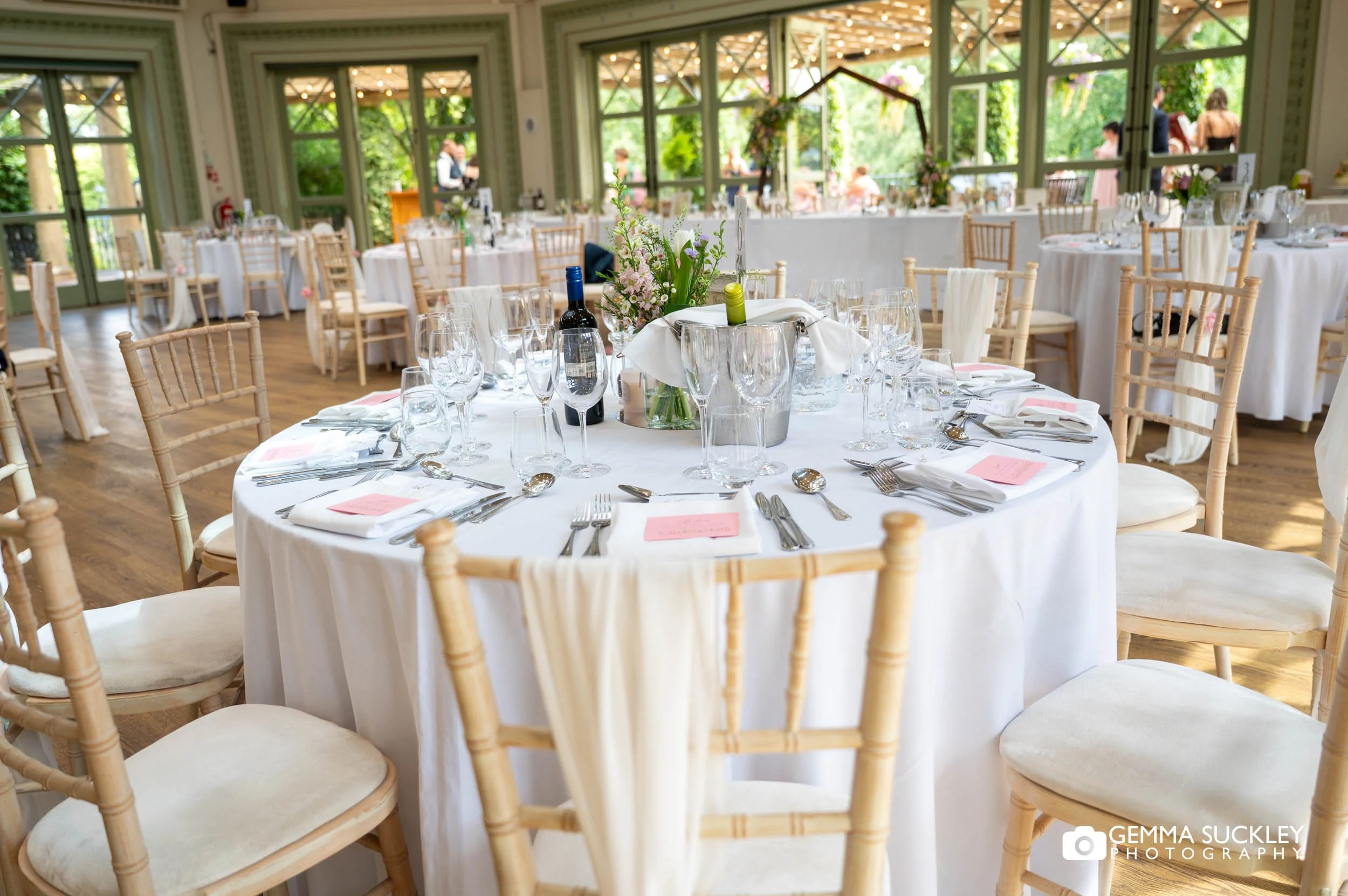 the table decorated at the sun pavilion
