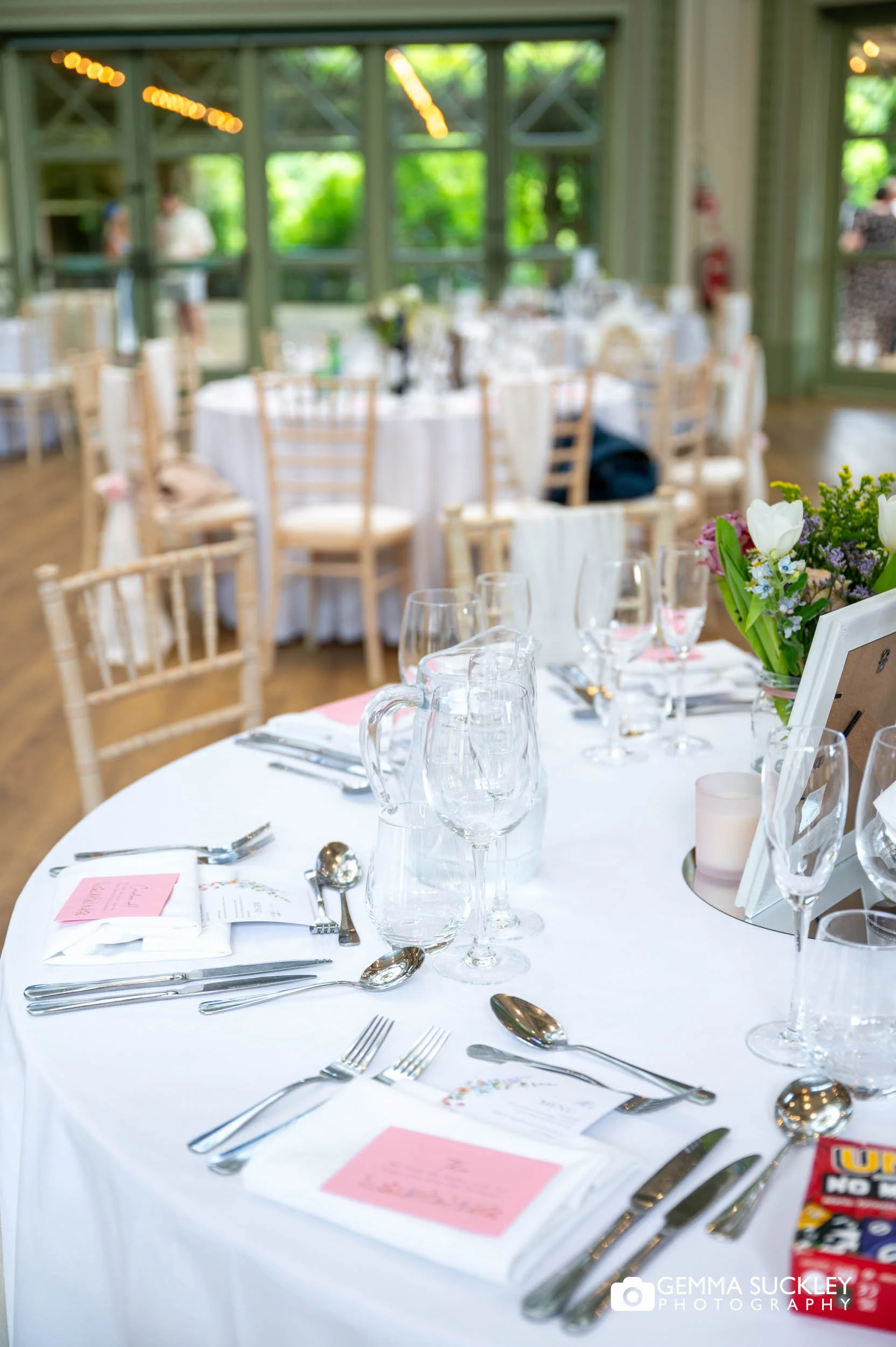 The Sun Pavilion in Harrogate decorated for a summer wedding