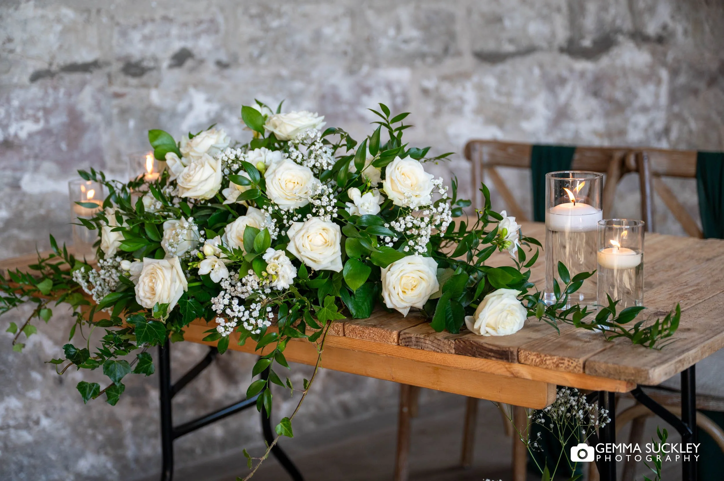 flower decor in the ceremony room