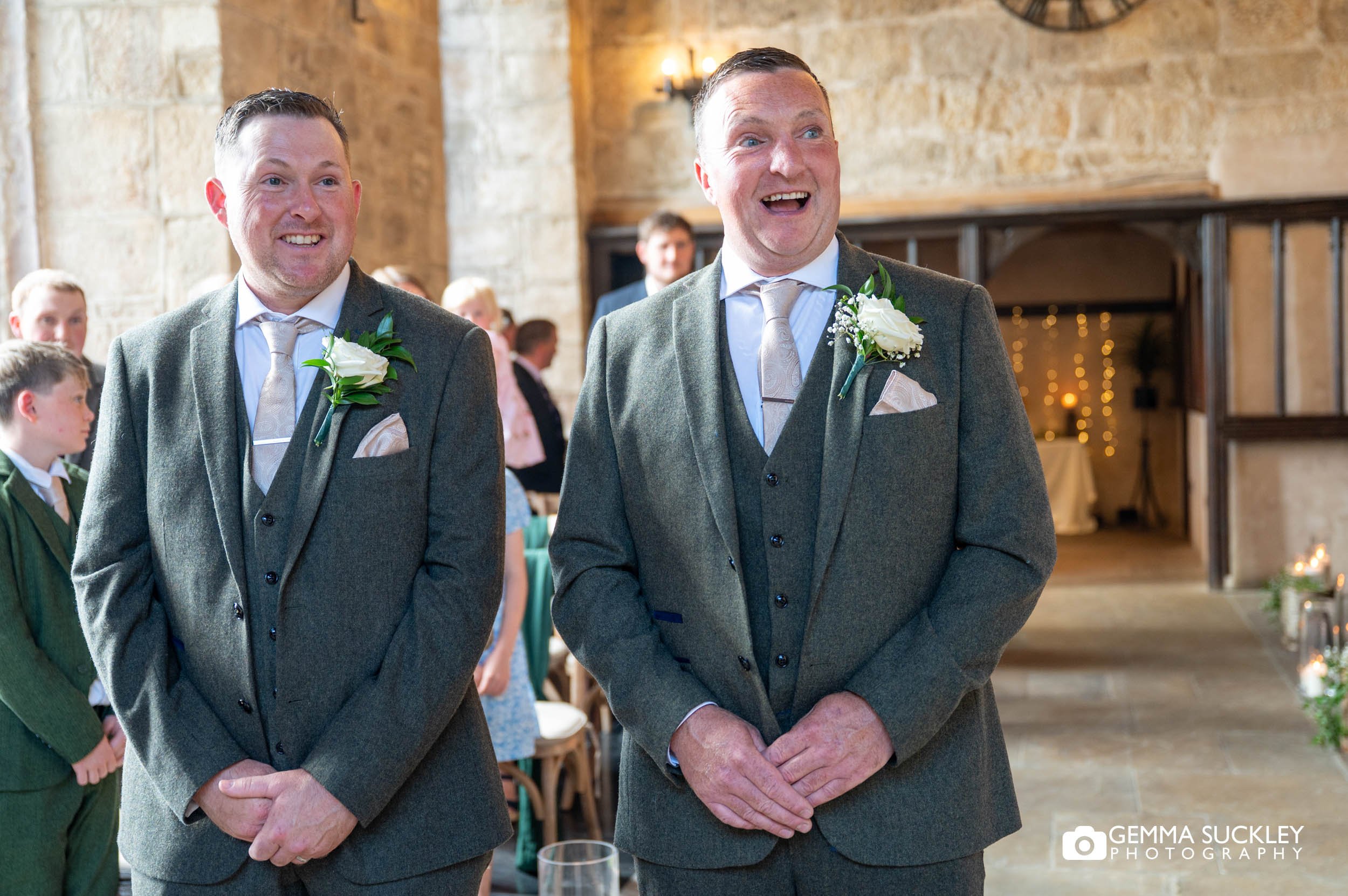 groom and best man waiting for the bride