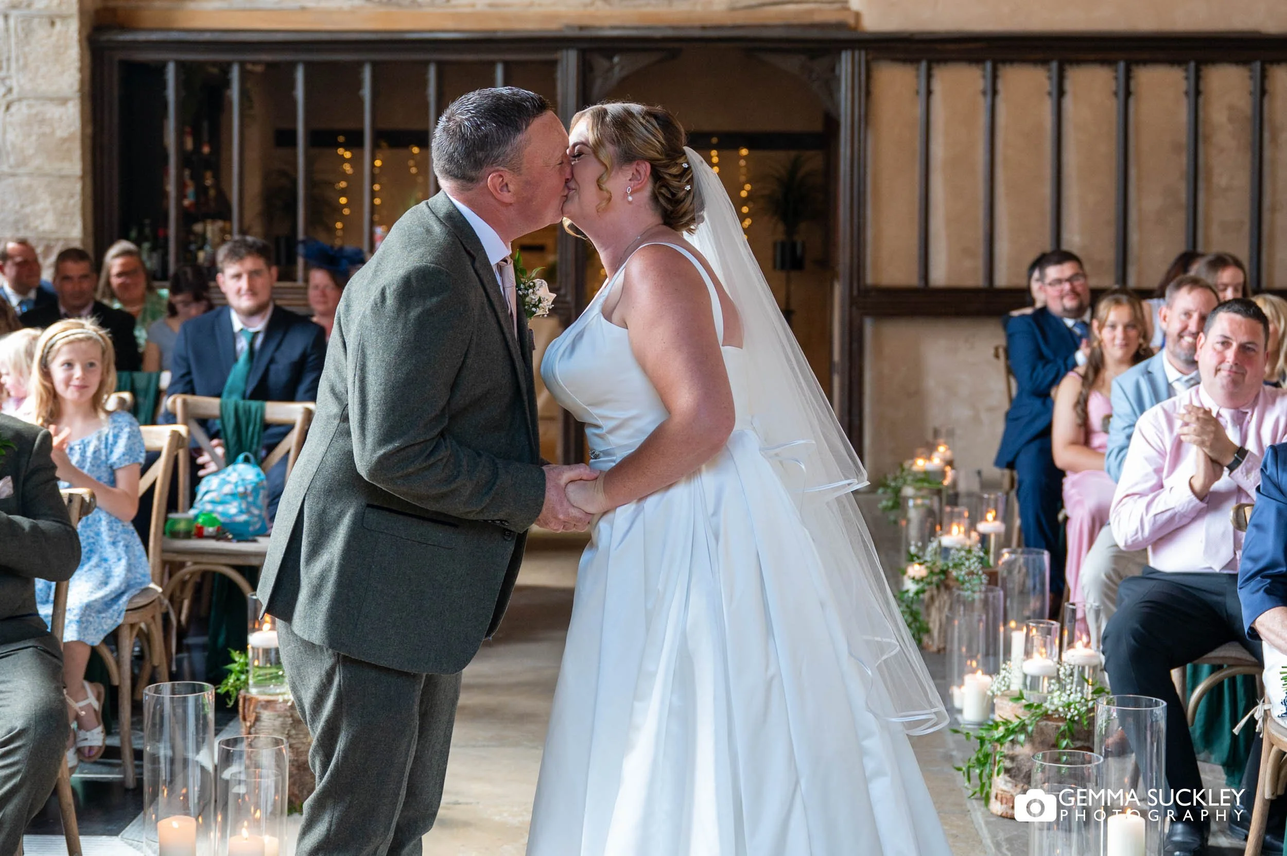bride and groom's first kiss