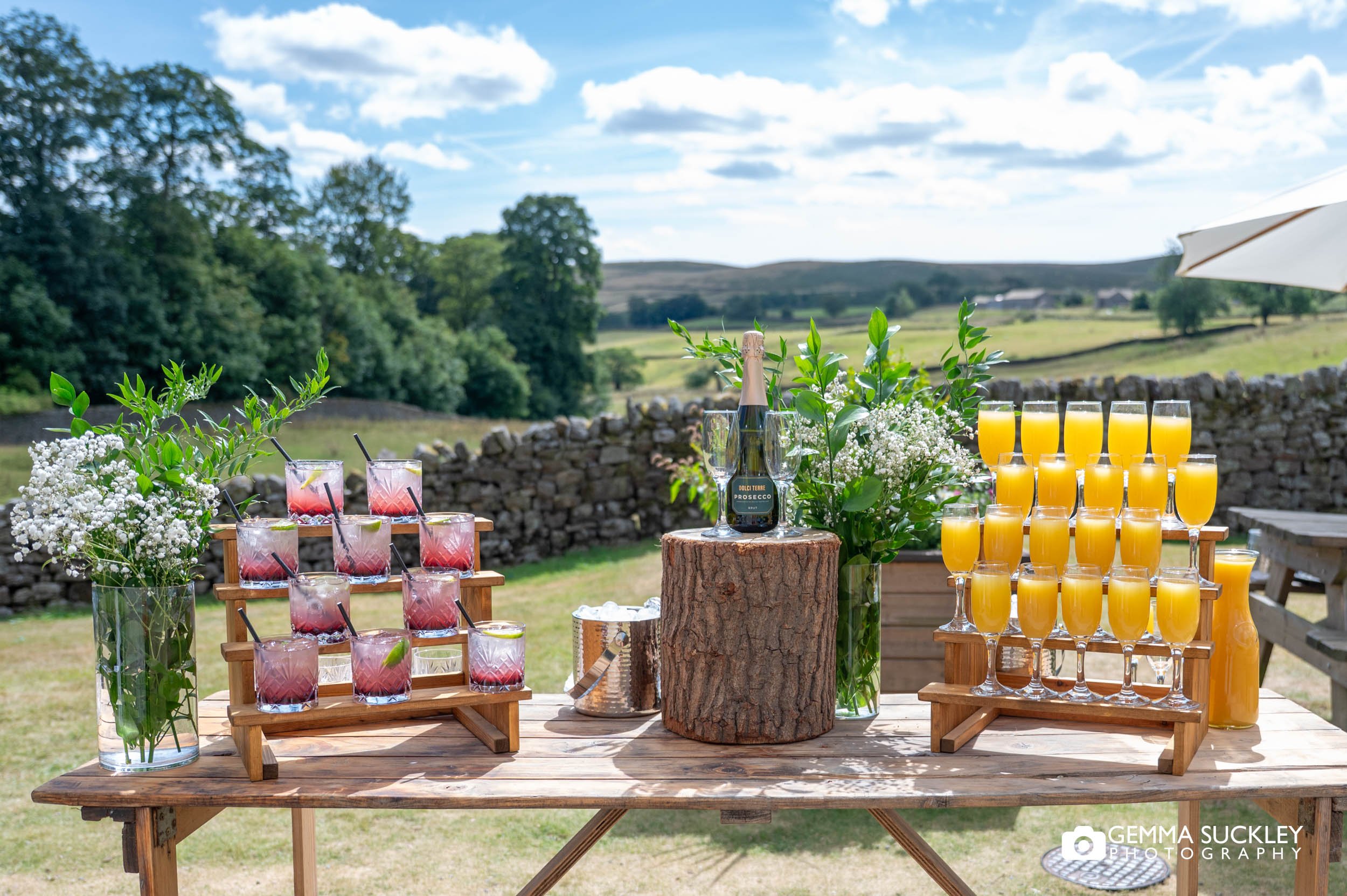drinks displayed for drink reception