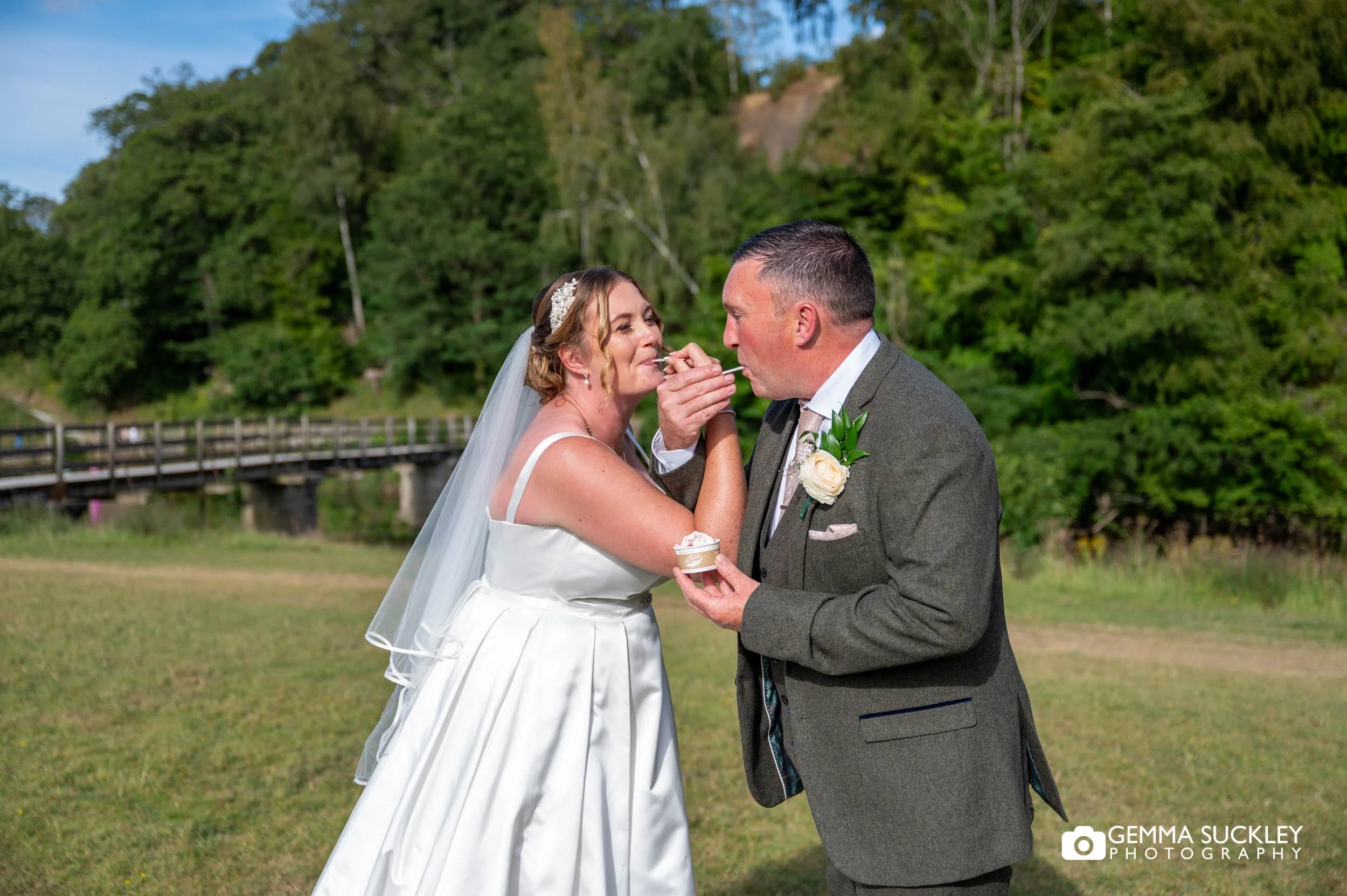 newly-weds eating ice creams at Bolton Abbey