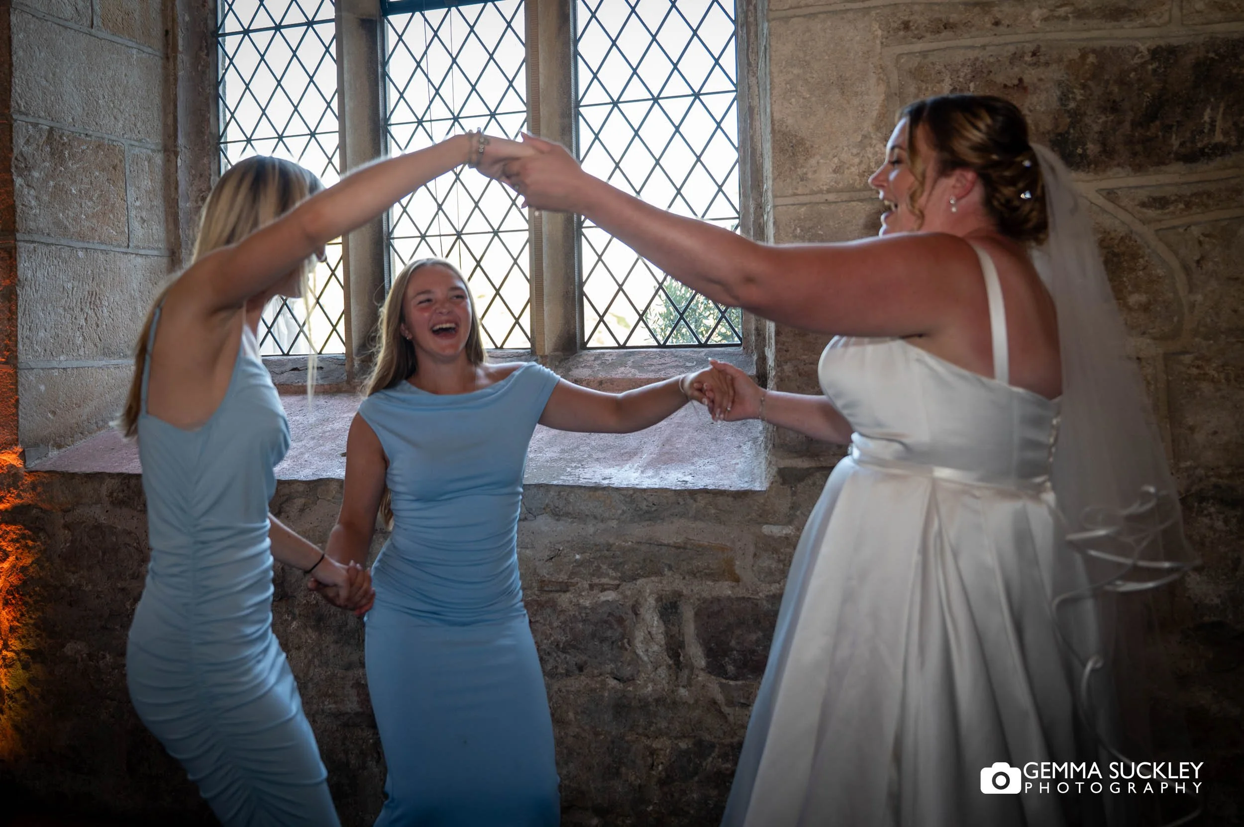 bride with guests dancing