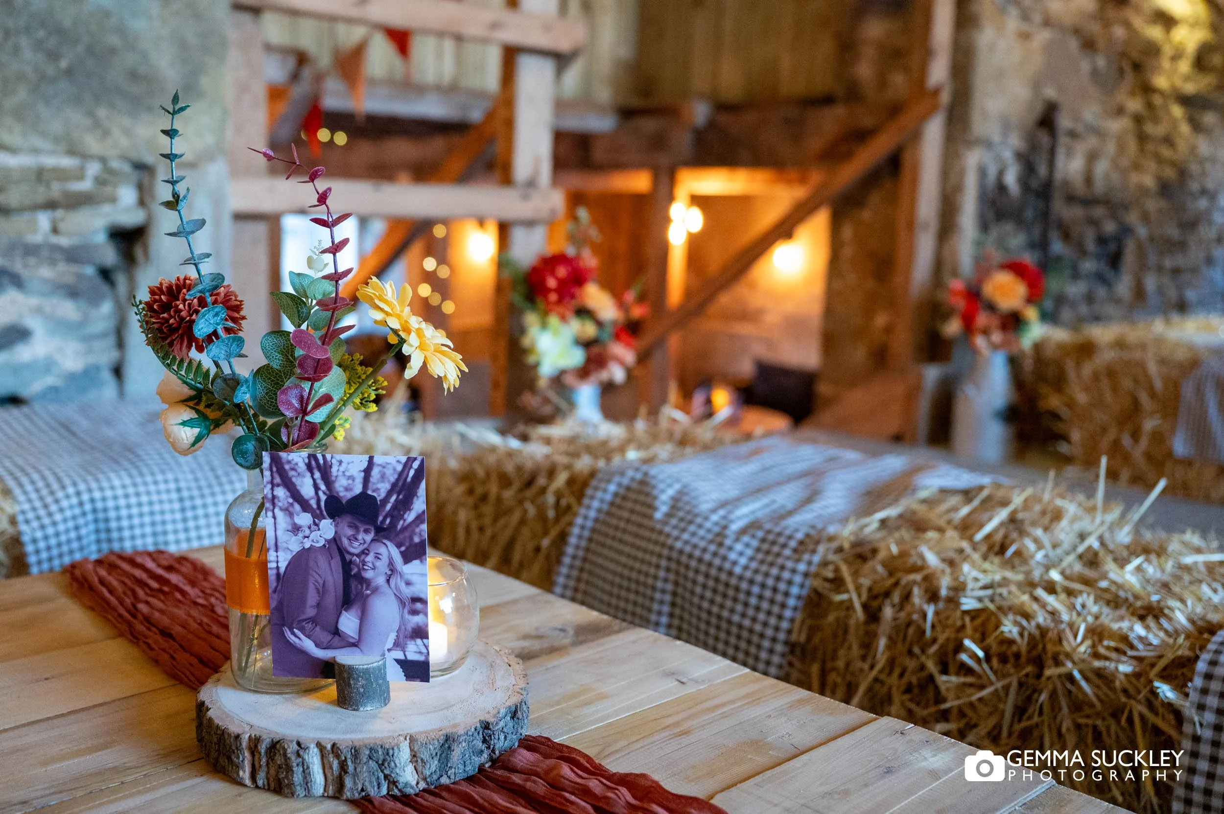 inside a rustic wedding barn in silsden