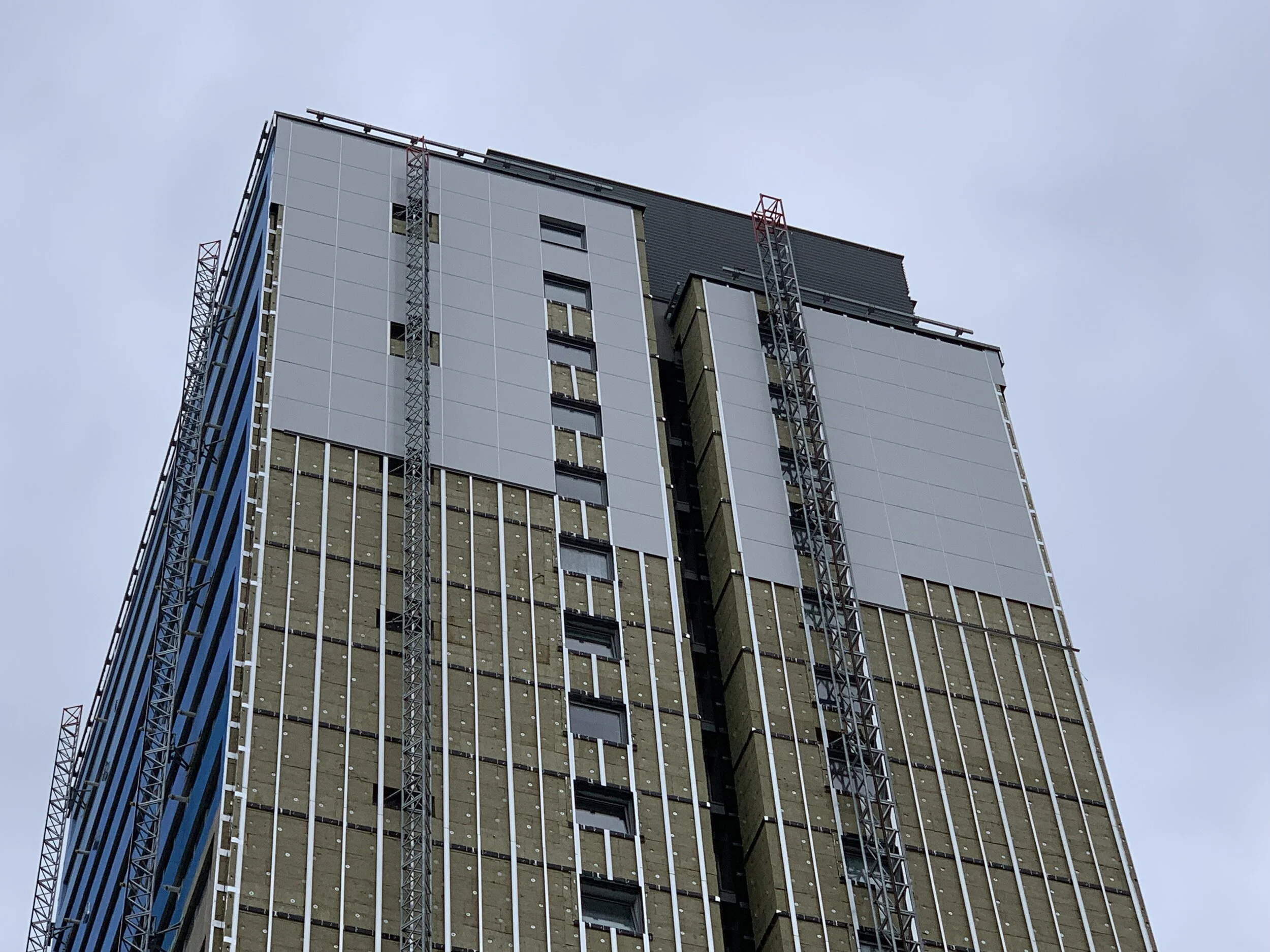 the new A1 Rated Vitradual cladding and Weatherby Silicone finishes were applied