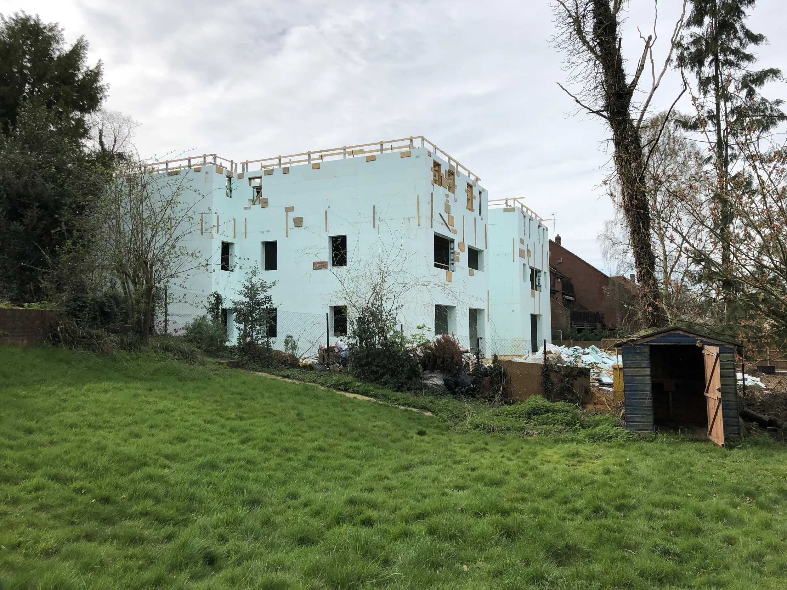 The Nudura ICF walls were installed to three stories in height
