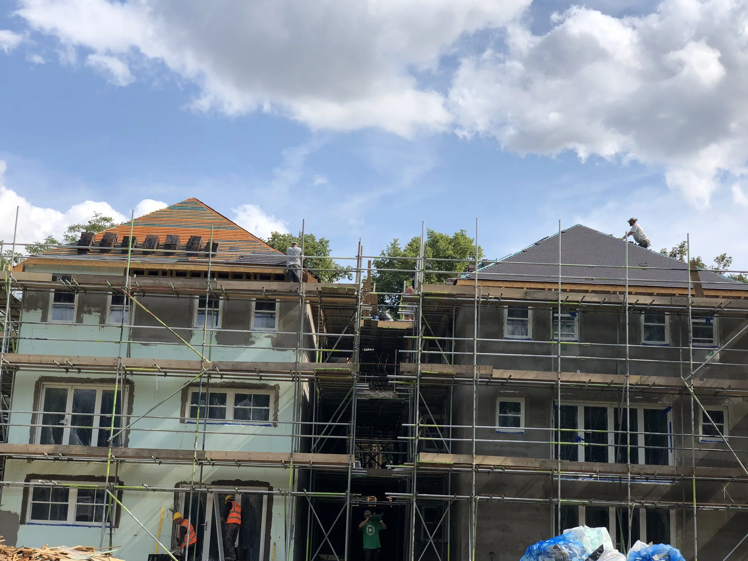 a tiled roof was installed and walls then directly rendered