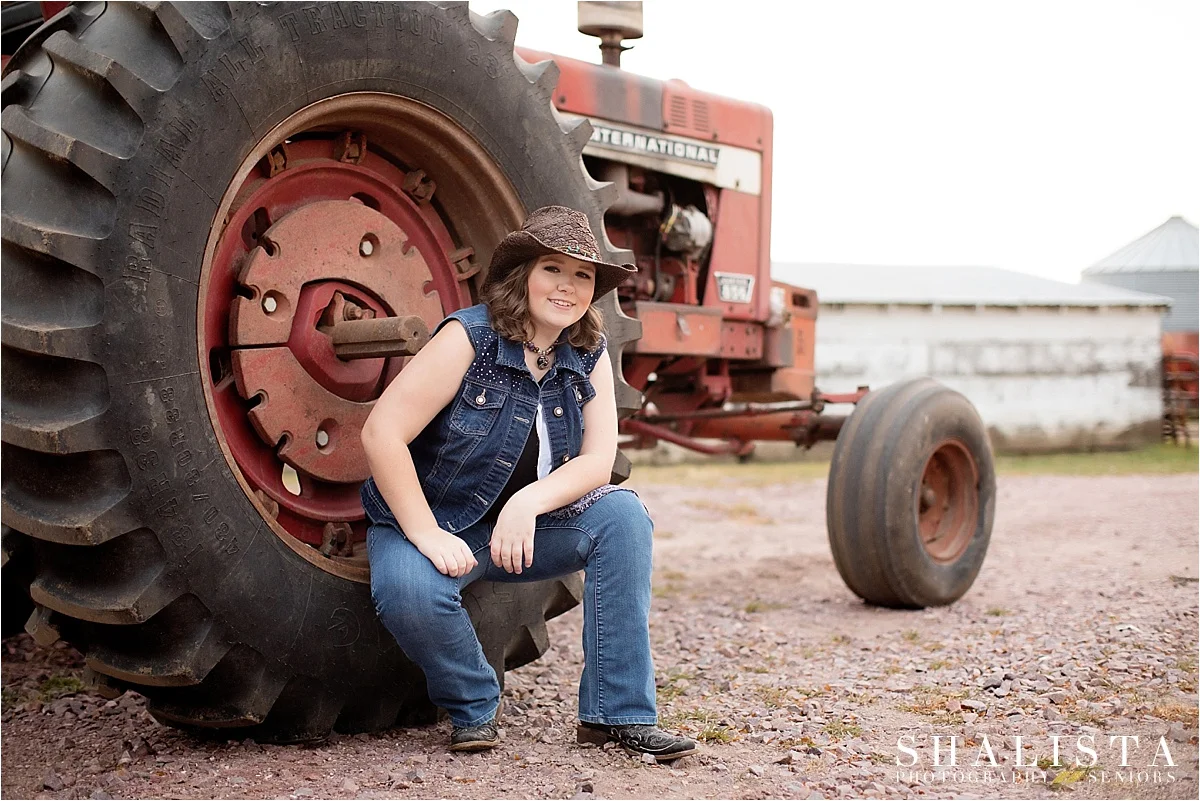International Tractor with a senior girl