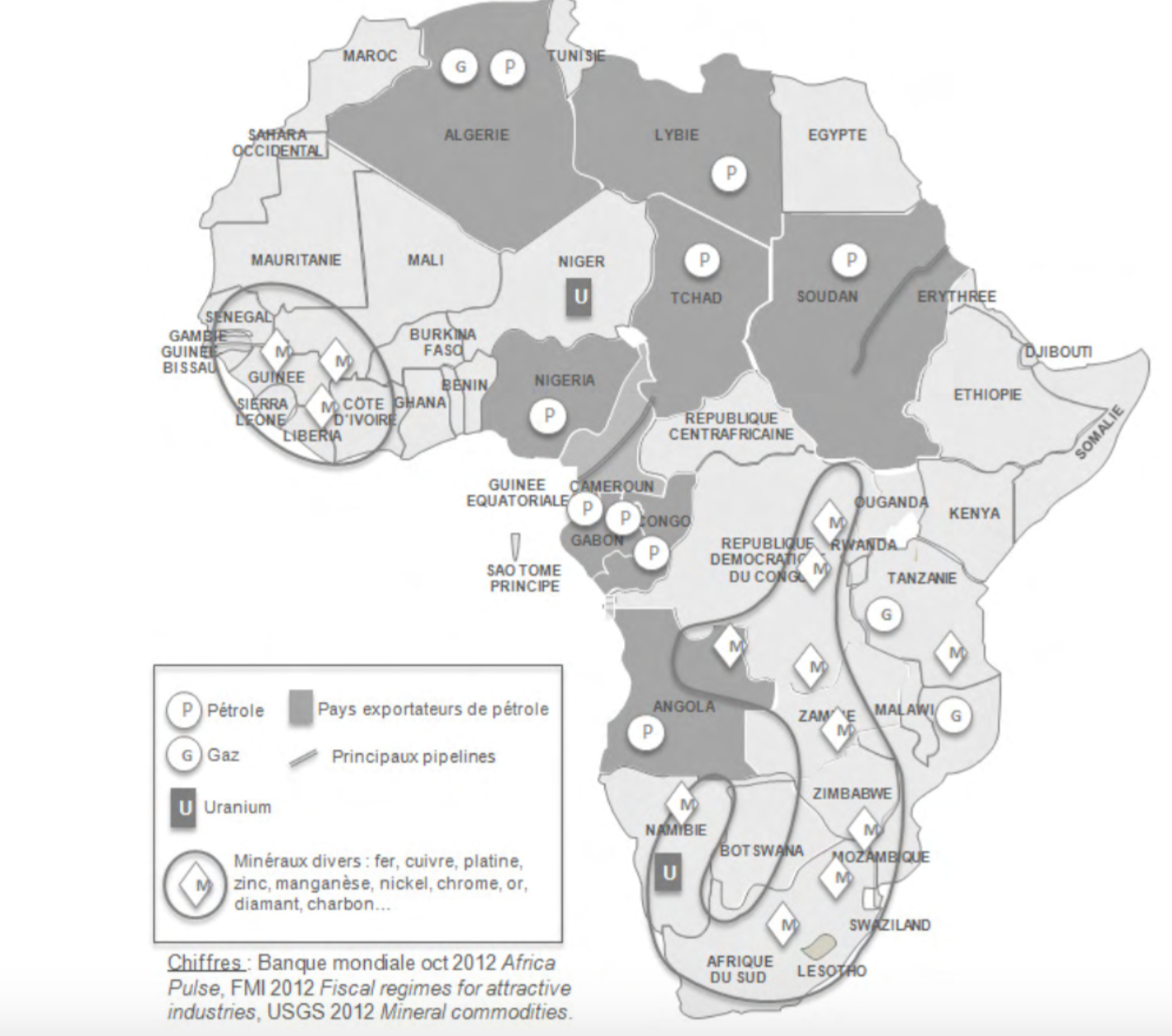 Carte 1: Minerais et hydrocarbures an Afrique