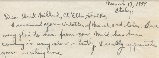 The first paragraph of Oscar’s last letter home, dated two days before his death