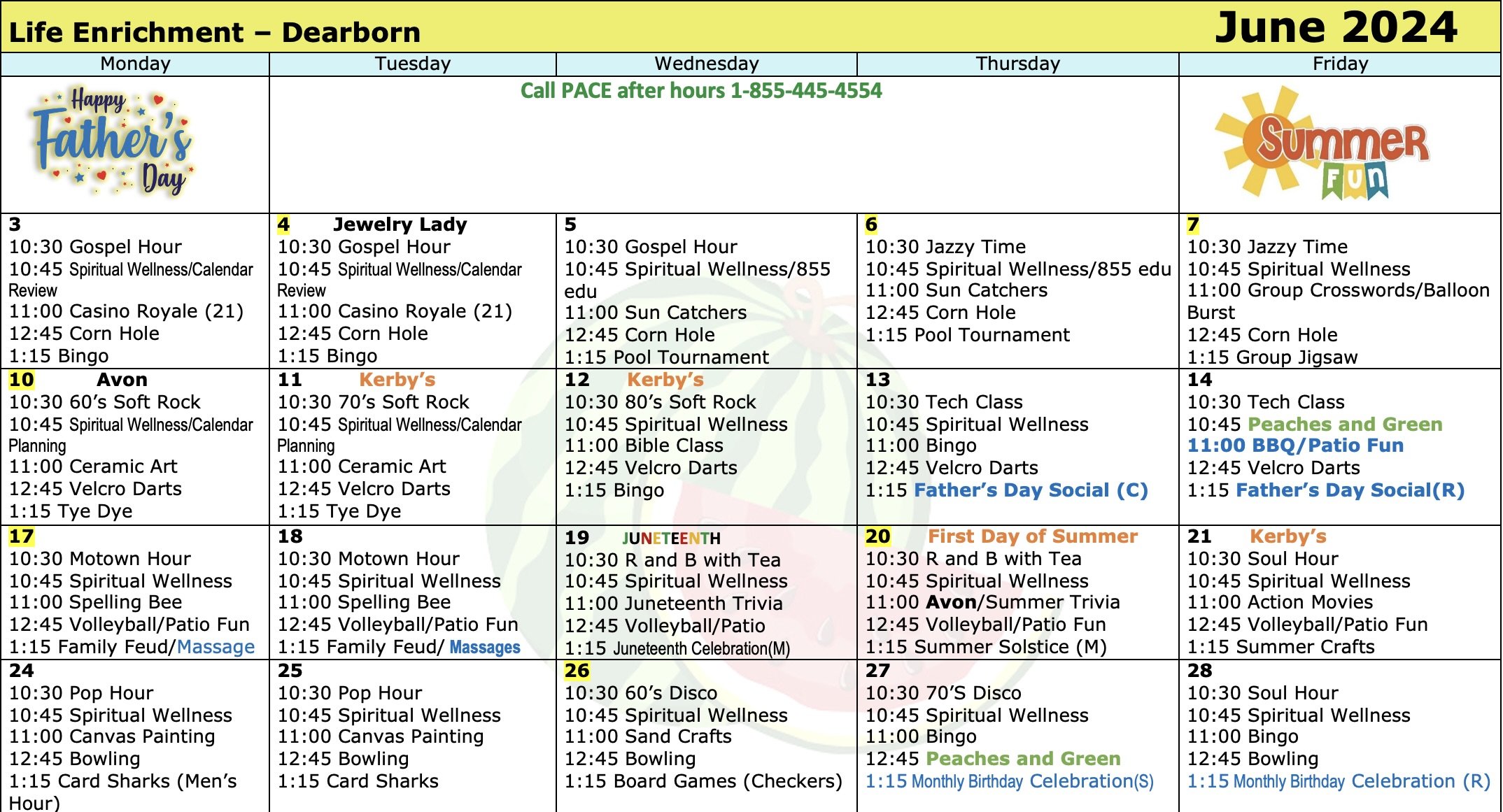 Center Activity Calendars — PACE Southeast Michigan