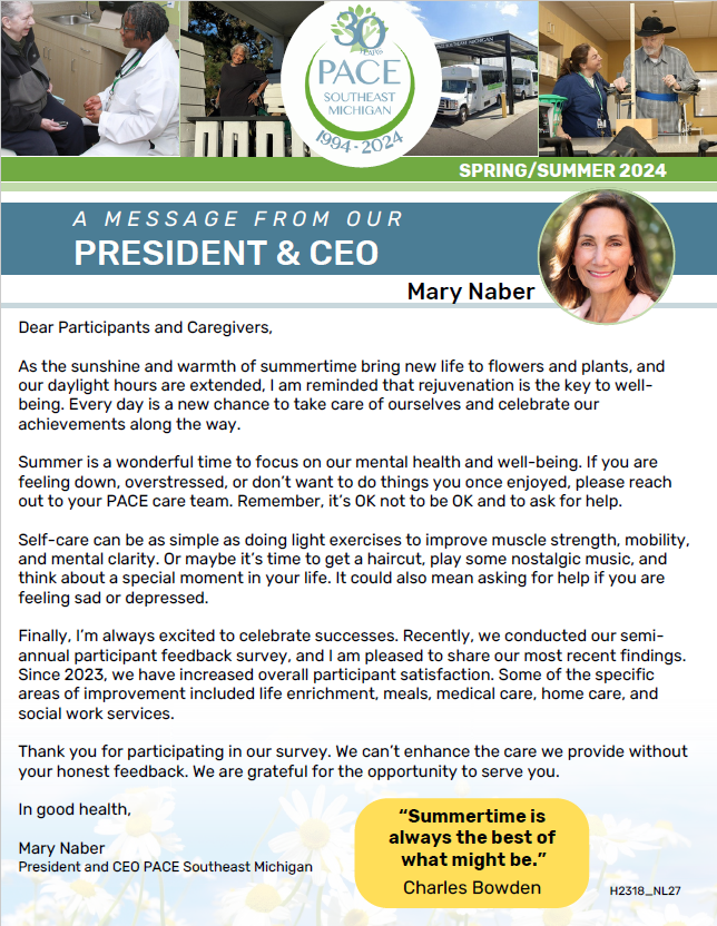 Newsletter — PACE Southeast Michigan