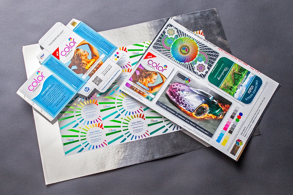 Foil Effects +White Ink +CMYK on UltraDigital Silver Foil Board 12pt