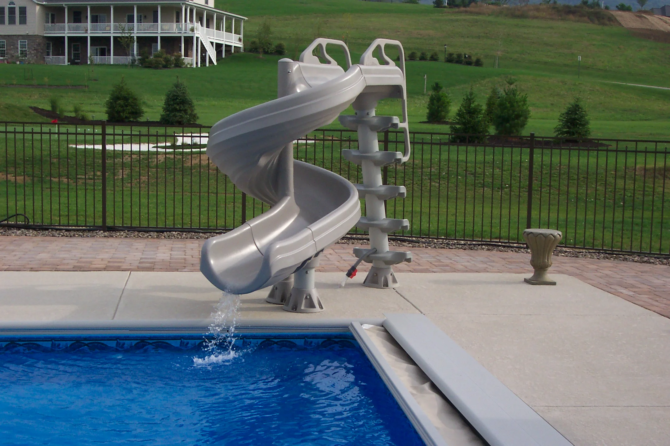 Custom Pool with Automatic Cover and Slide