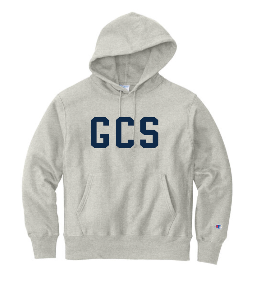 Greenwich Catholic Champion Reverse Weave Tackletwill Gray Hoodie **Takes an additional week**