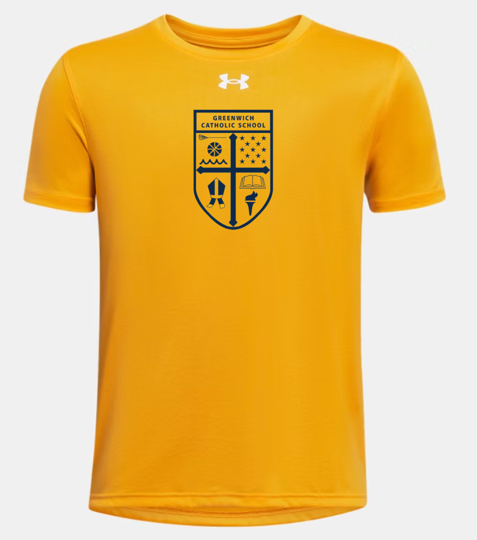Greenwich Catholic Gold Under Armour Tee Throwback Logo