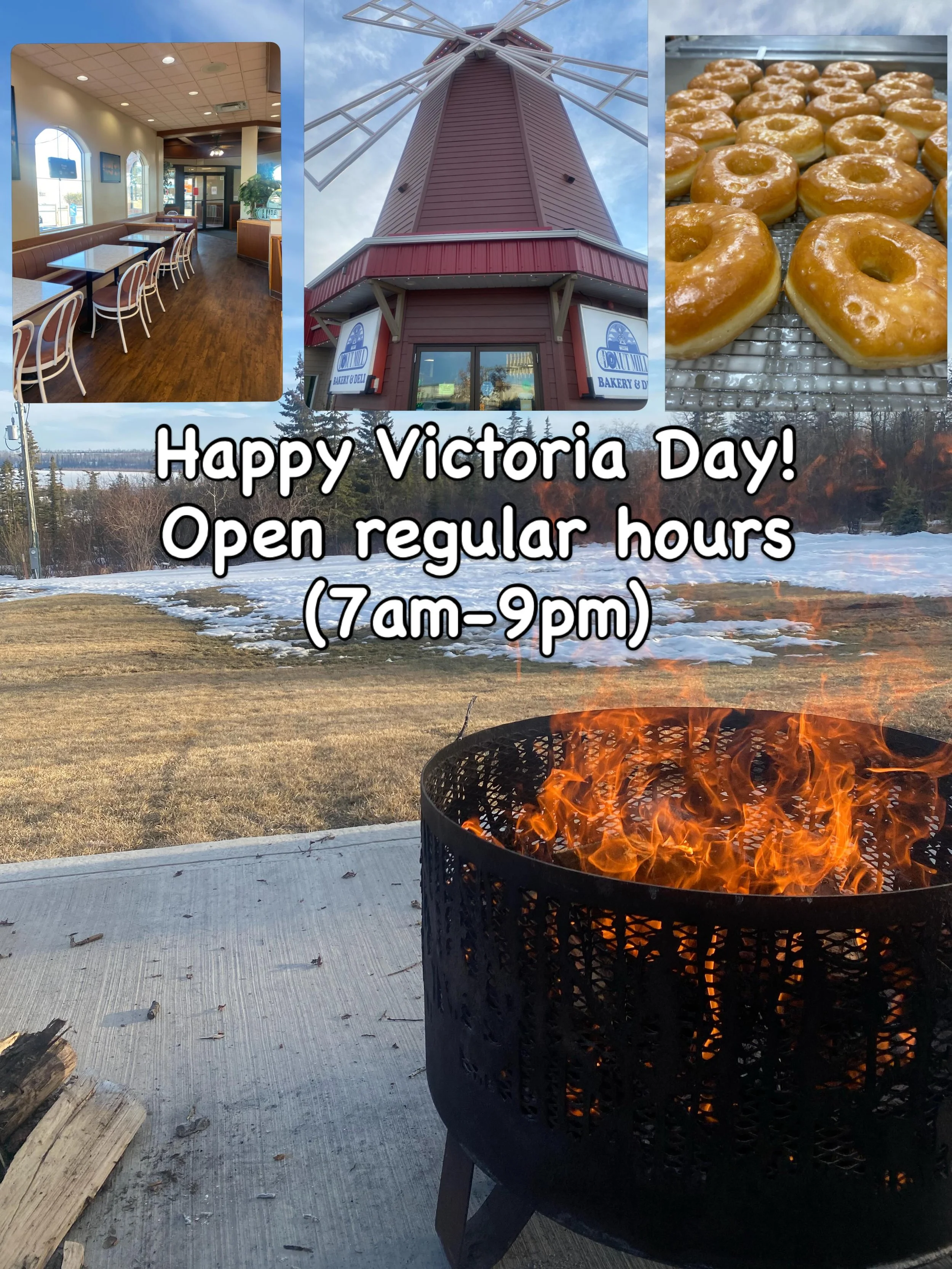 May the sun find its way to your place this Victoria Day! We are open regular hours (7am-9pm). Stop by for a sandwich, donut or a beef stew on your travels.